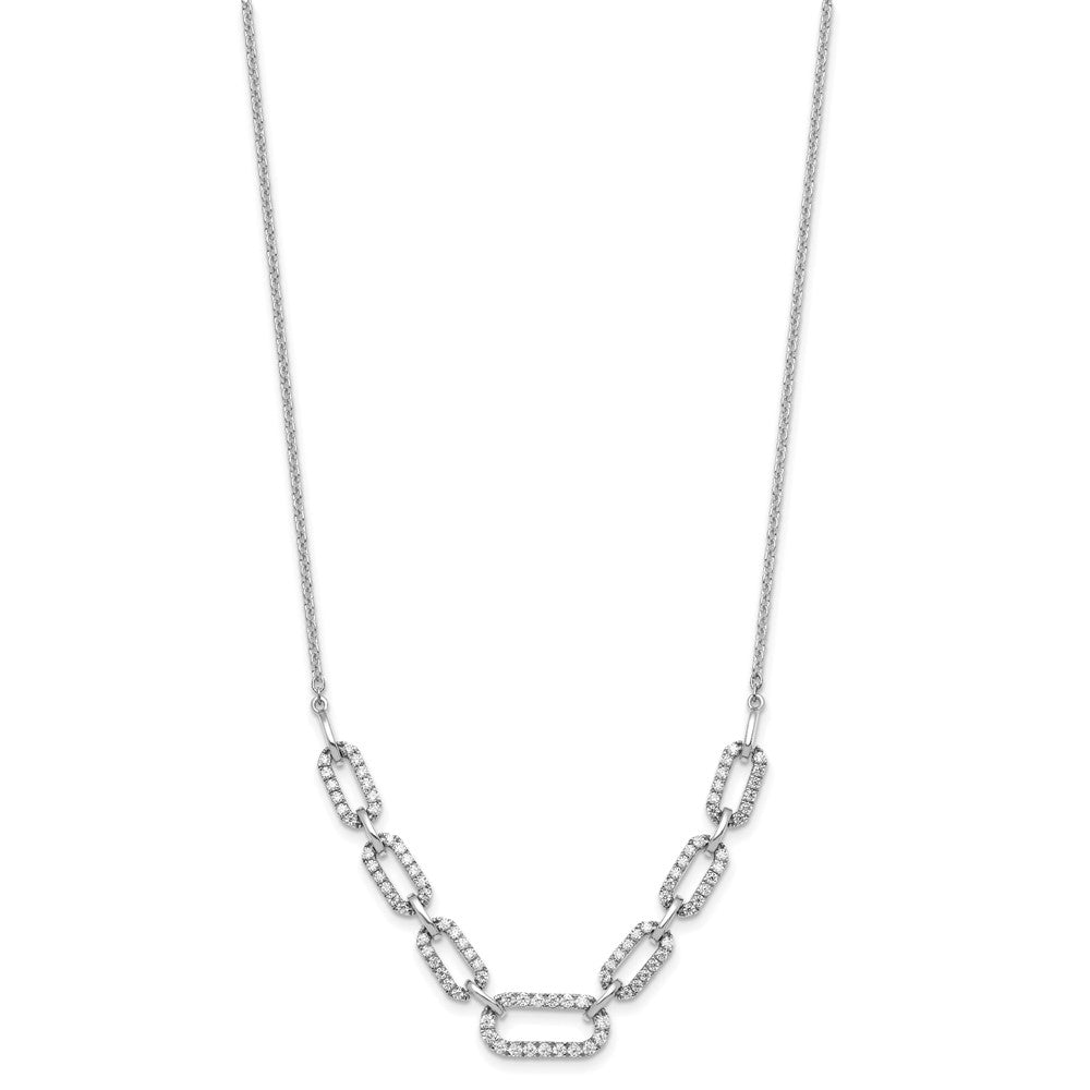 14K White Gold Lab Grown VS/SI FGH Dia Fancy Link Necklace