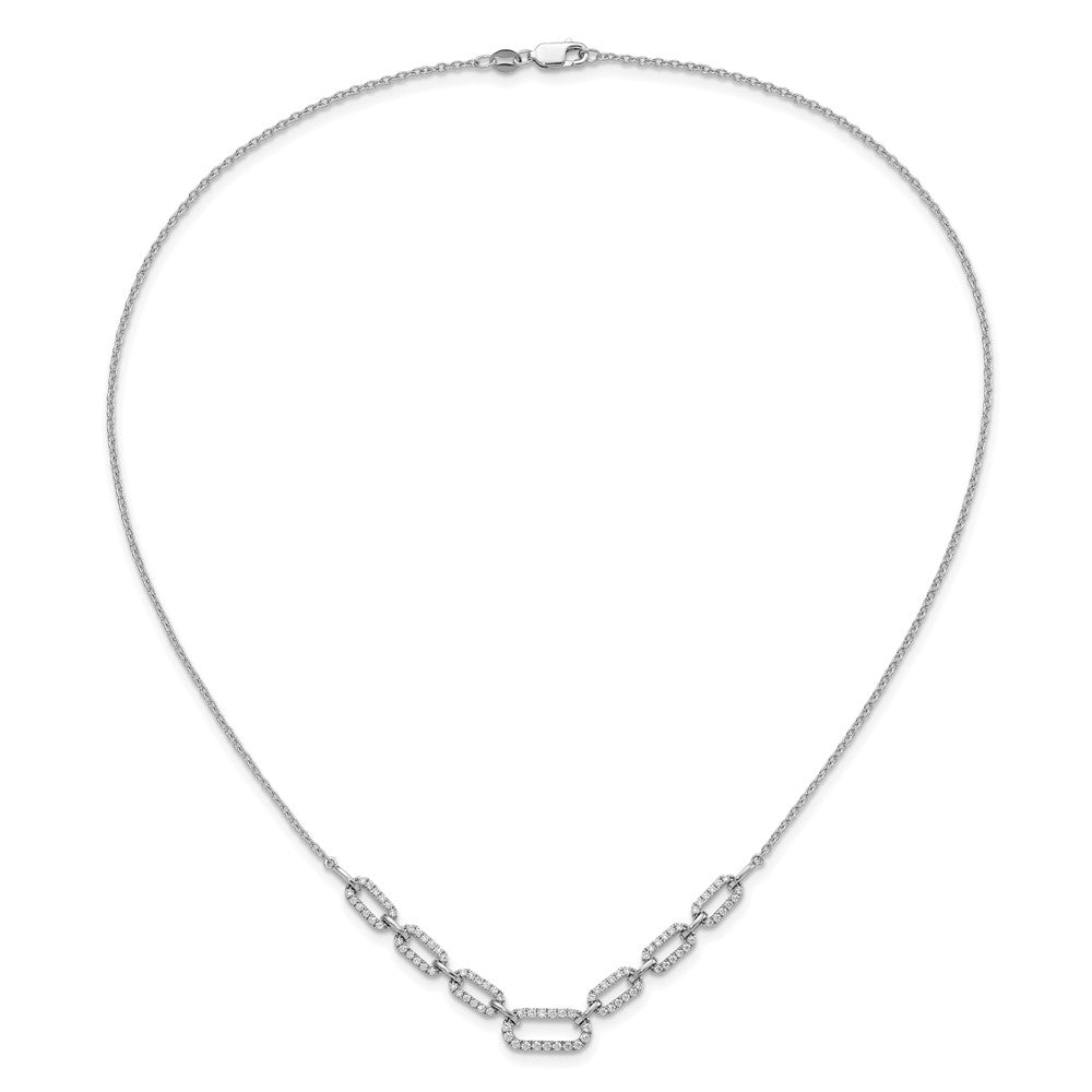 14K White Gold Lab Grown VS/SI FGH Dia Fancy Link Necklace