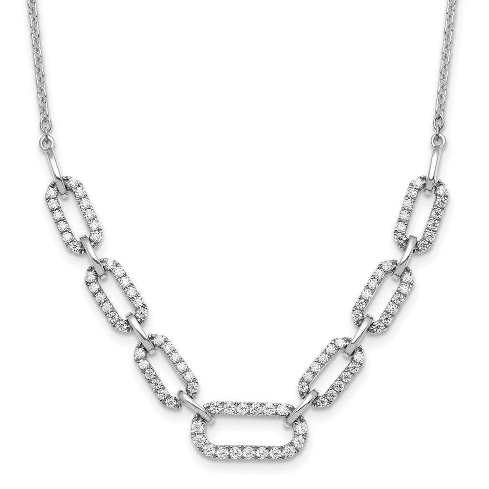14K White Gold Lab Grown VS/SI FGH Dia Fancy Link Necklace