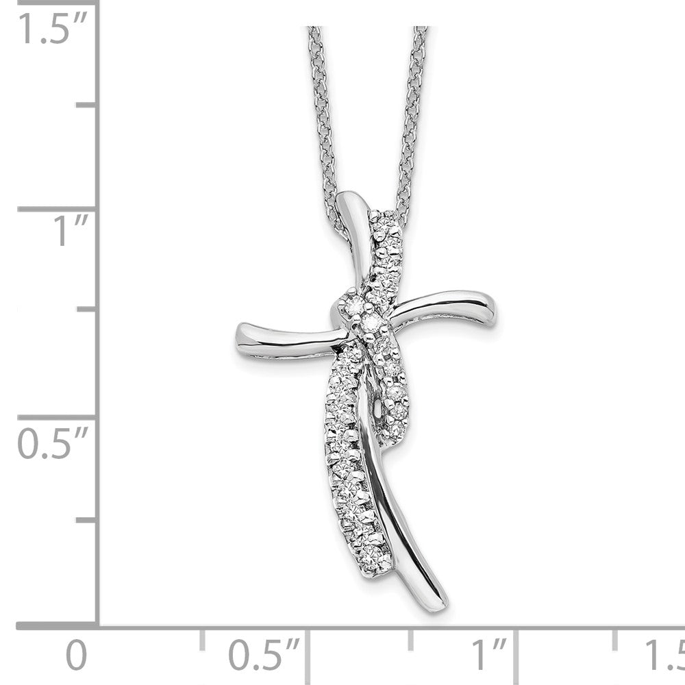 14K White Gold Lab Grown VS/SI FGH Dia Cross Pendant Necklace