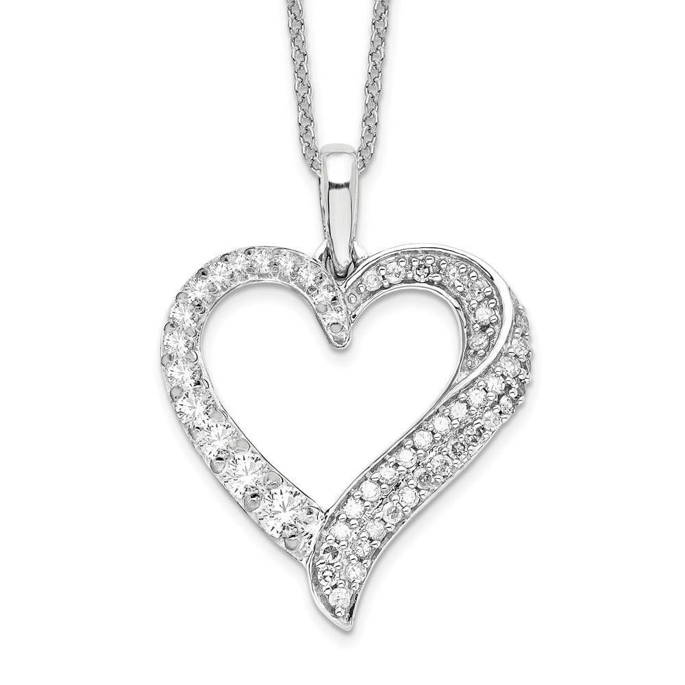 14K White Lab Grown Vs/Si Fgh Dia Heart Pendant Necklace
