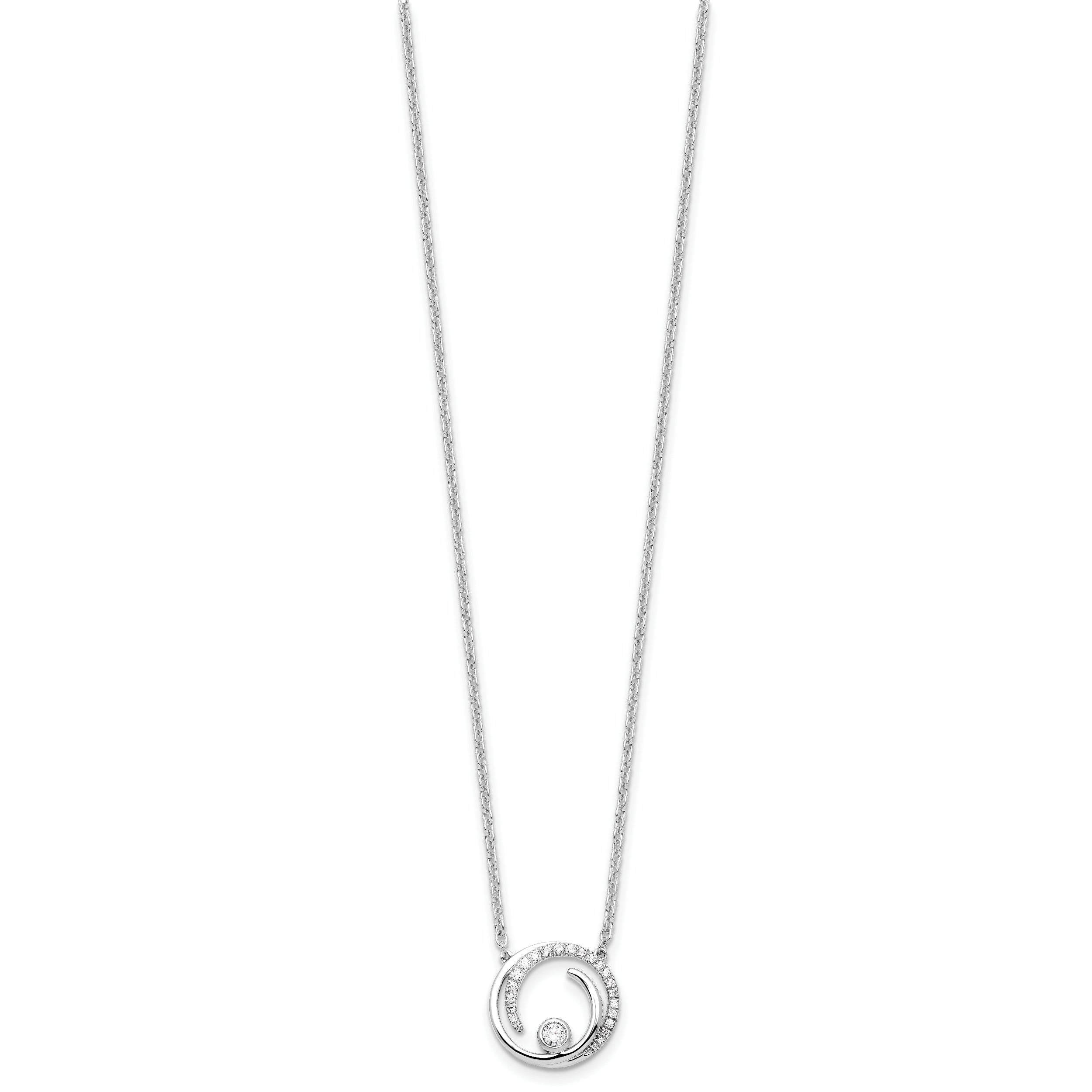 14k White Gold 1/5 carat Lab Grown Diamond VS/SI+ G+ Complete 18 inch Fashion Swirl Circle Design Necklace