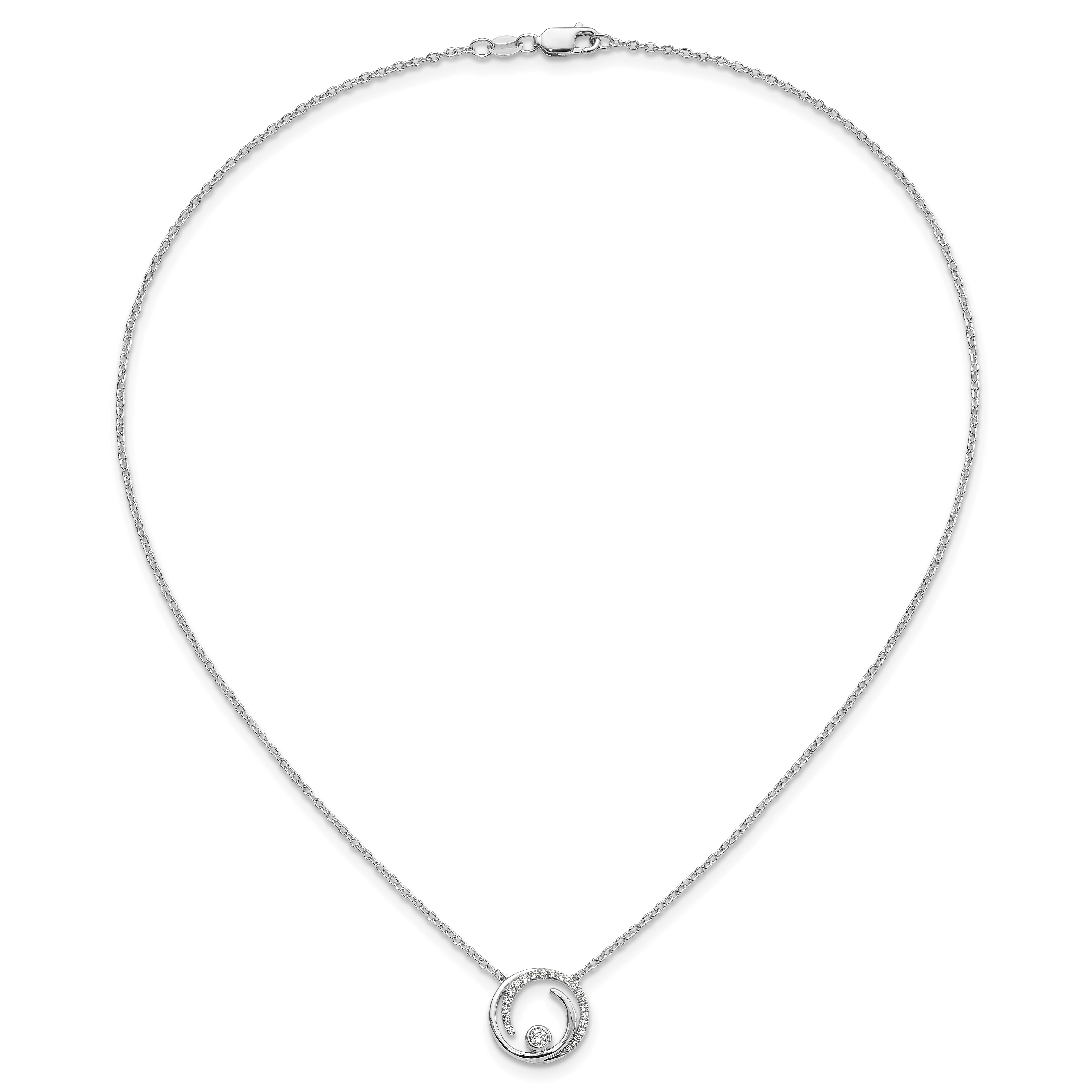 14k White Gold 1/5 carat Lab Grown Diamond VS/SI+ G+ Complete 18 inch Fashion Swirl Circle Design Necklace