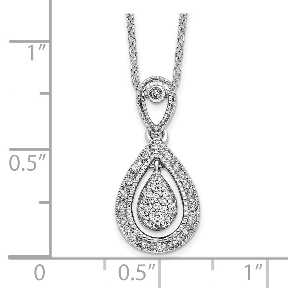 14K White Gold Lab Grown VS/SI FGH Dia Teardrop Pendant Necklace