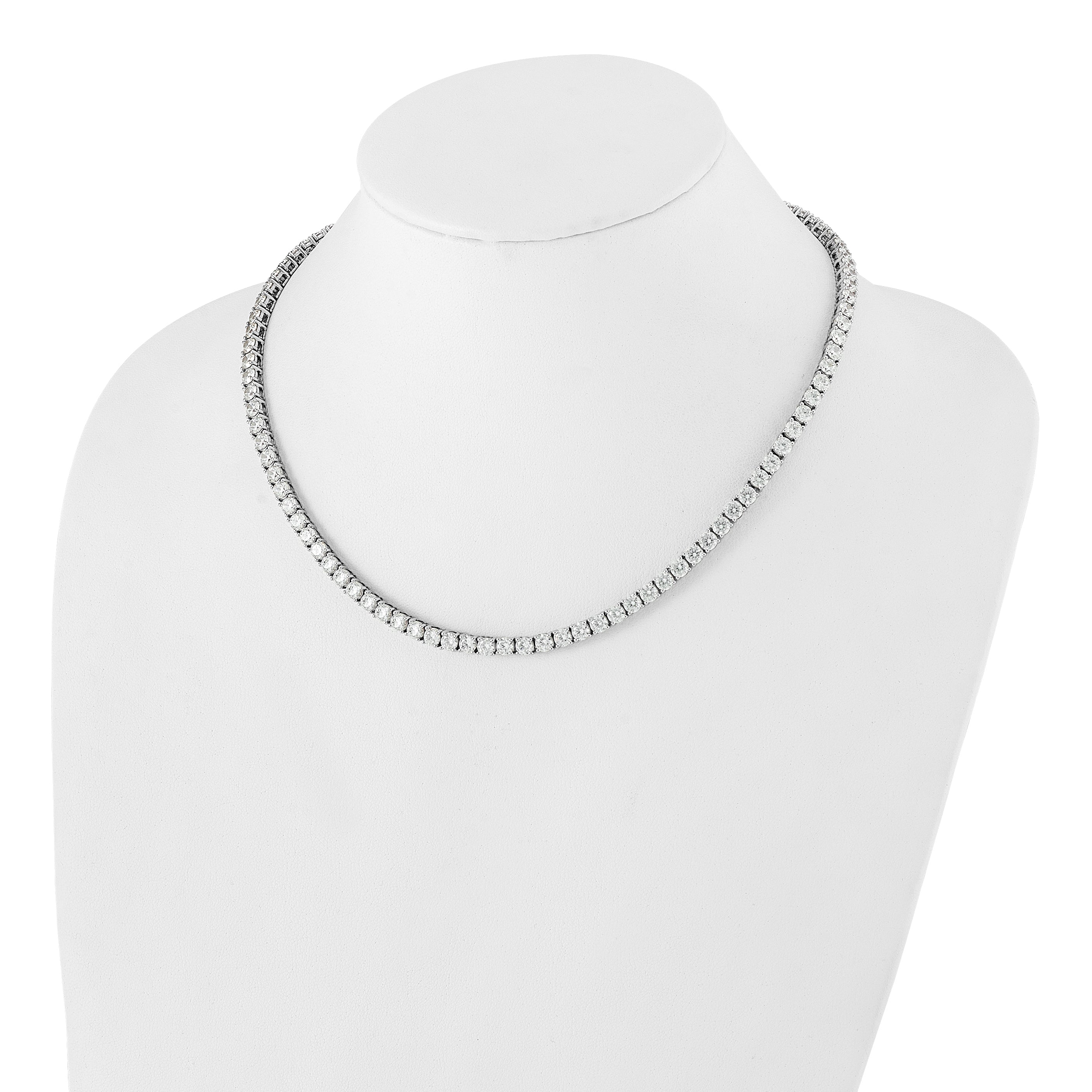 14k White Gold 32 carat Lab Grown Diamond VS/SI+ G+ 18 inch Tennis Necklace