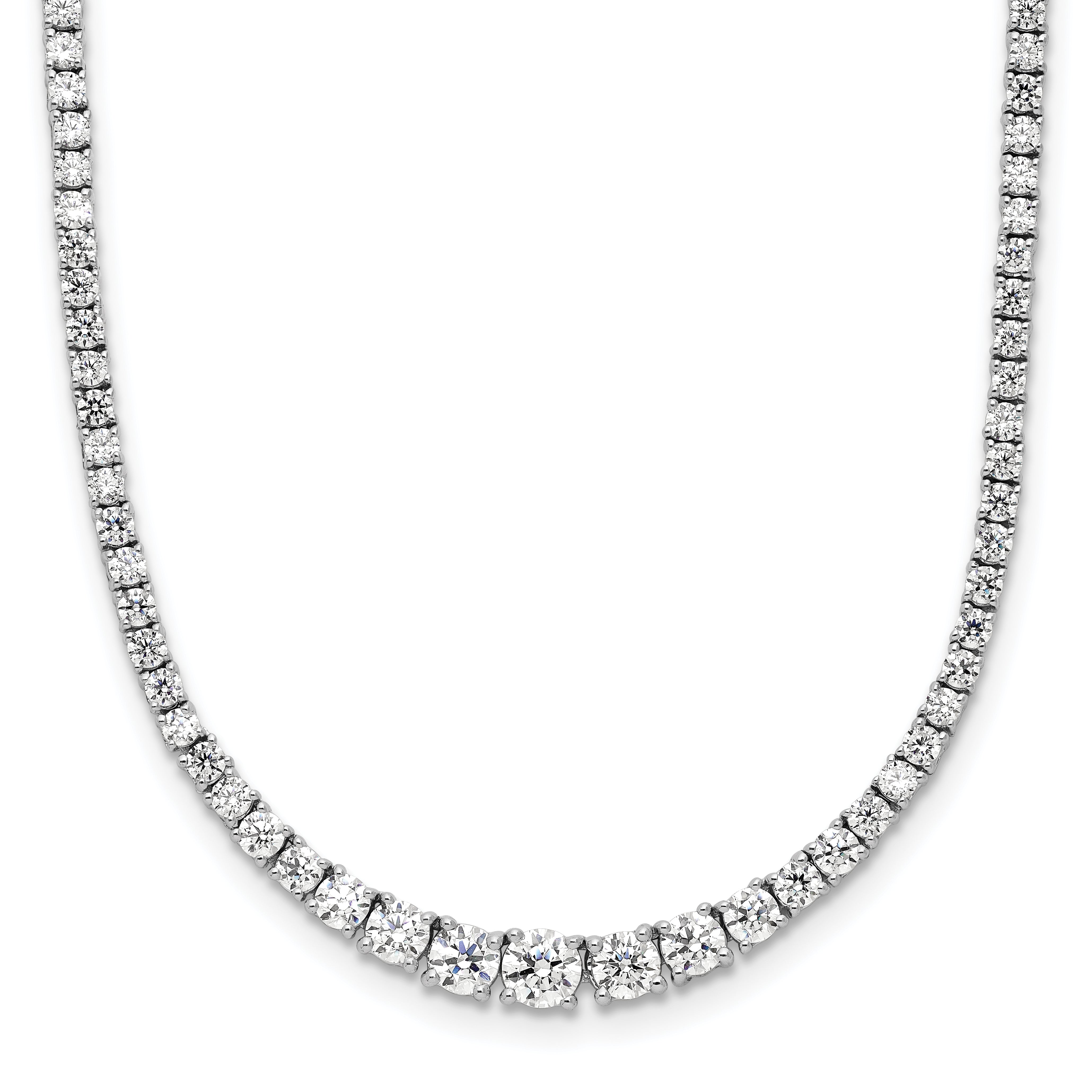 14k White Gold 5 carat Lab Grown Diamond VS/SI+ G+ Adjustable to 24 inch Tennis Bolo Necklace