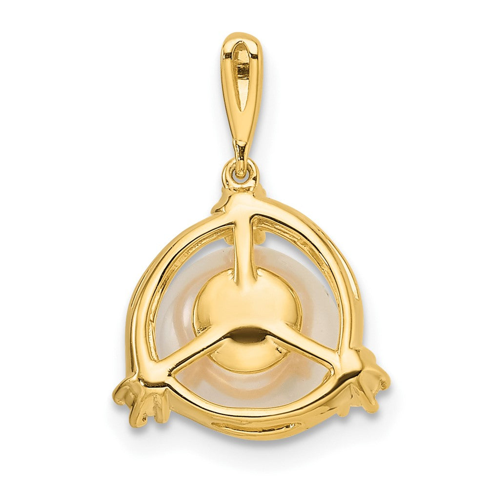 14k Lab Grown VS/SI FGH Dia & FWC Pearl Pendant