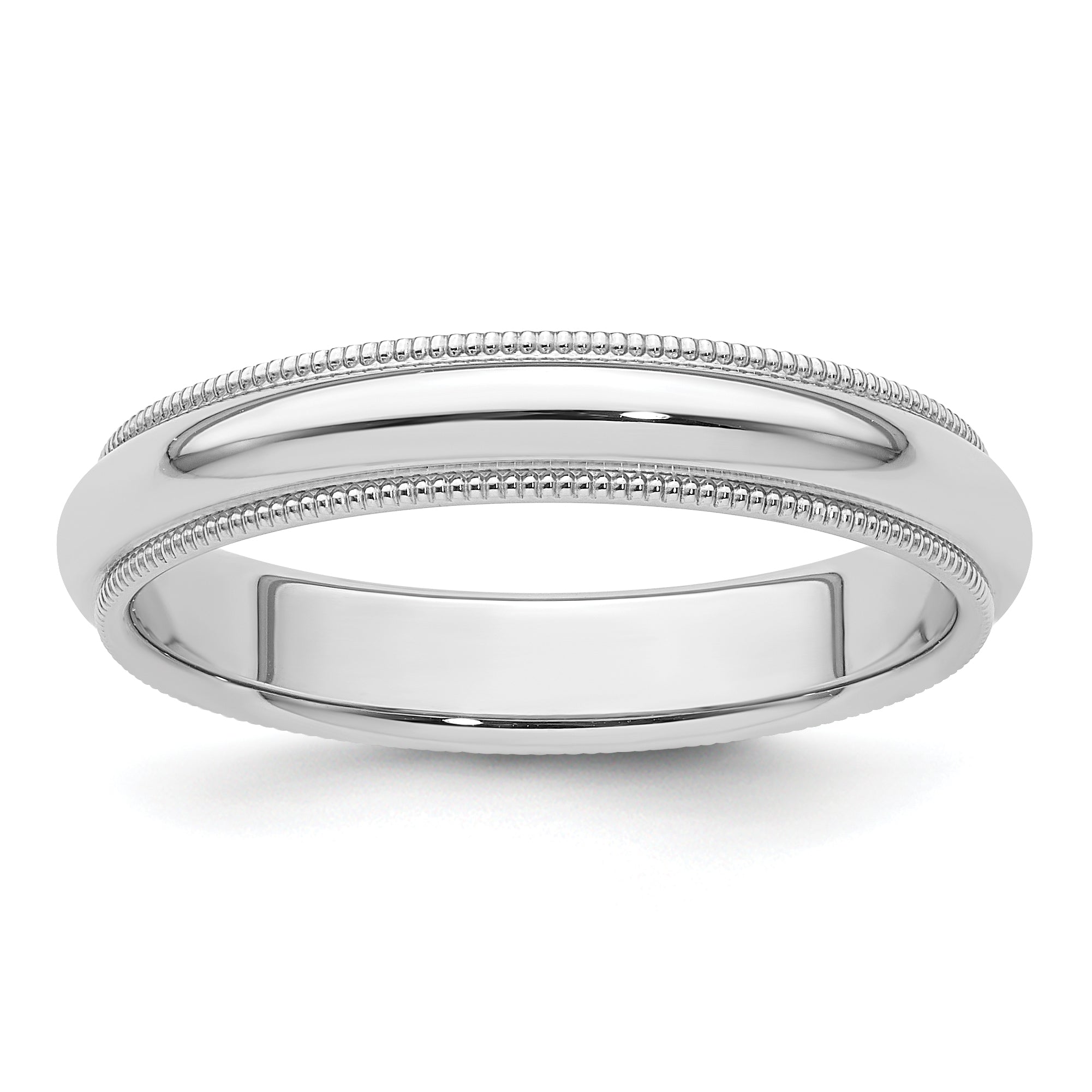 Platinum 4mm Polished Milgrain Comfort-Fit Wedding Band Size 5