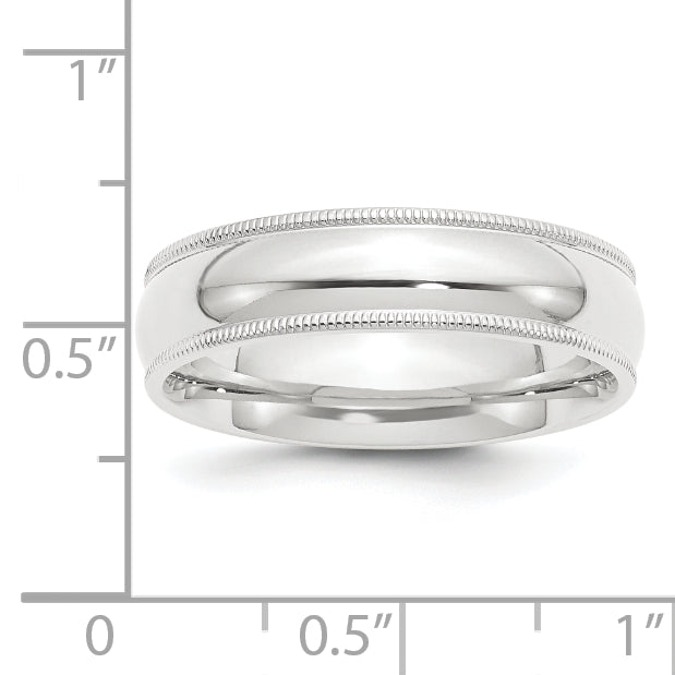 Platinum 6mm Polished Milgrain Comfort-Fit Wedding Band Size 12