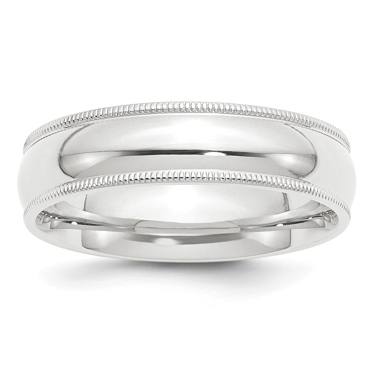 Platinum 6mm Polished Milgrain Comfort-Fit Wedding Band Size 9