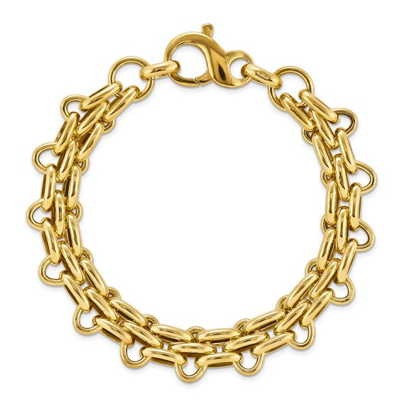 Sterling Silver Gold-Tone Polished Fancy Link Bracelet 7.5 Inches