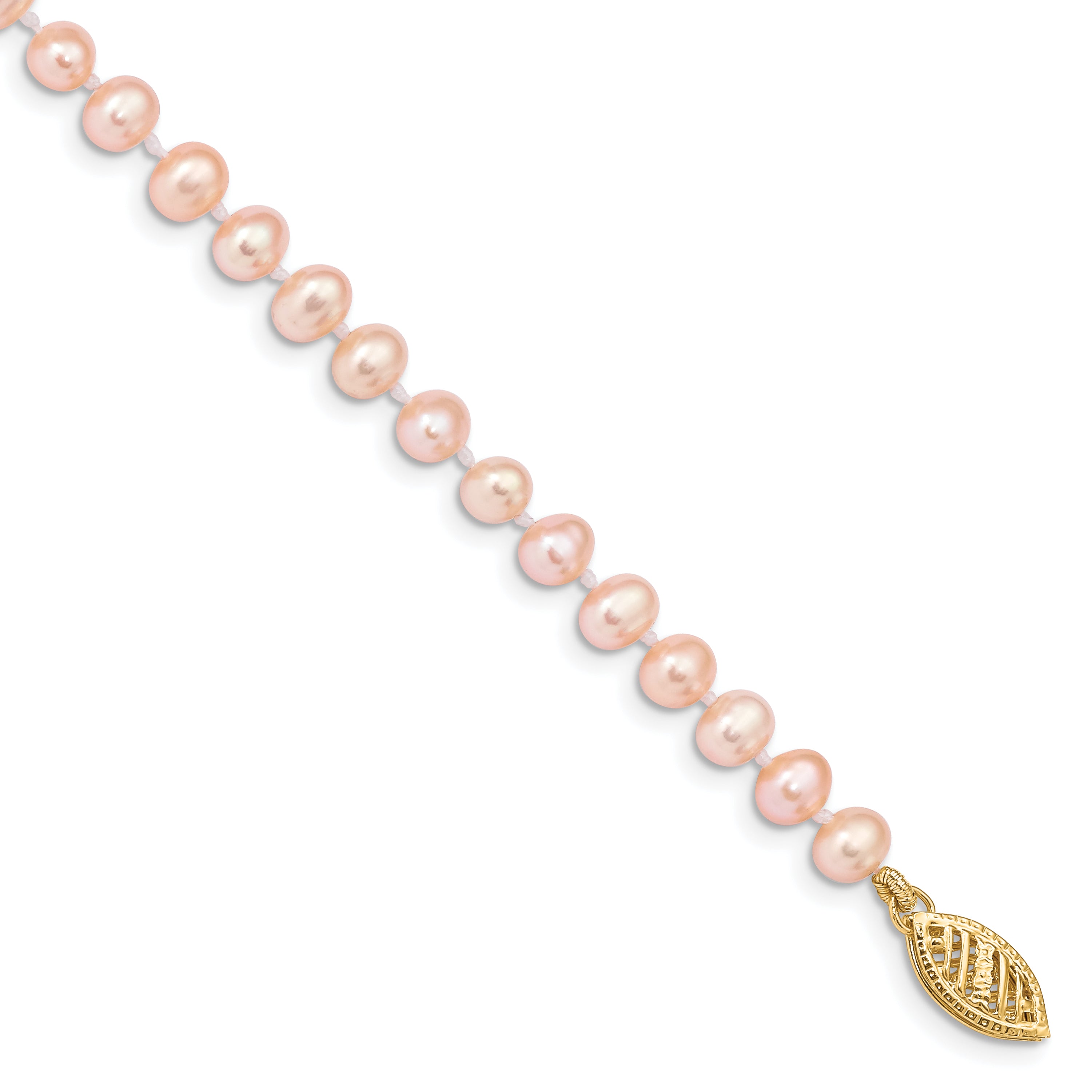14k 4-5mm Pink Near-Round Freshwater Cultured Pearl 7.5 inch Bracelet