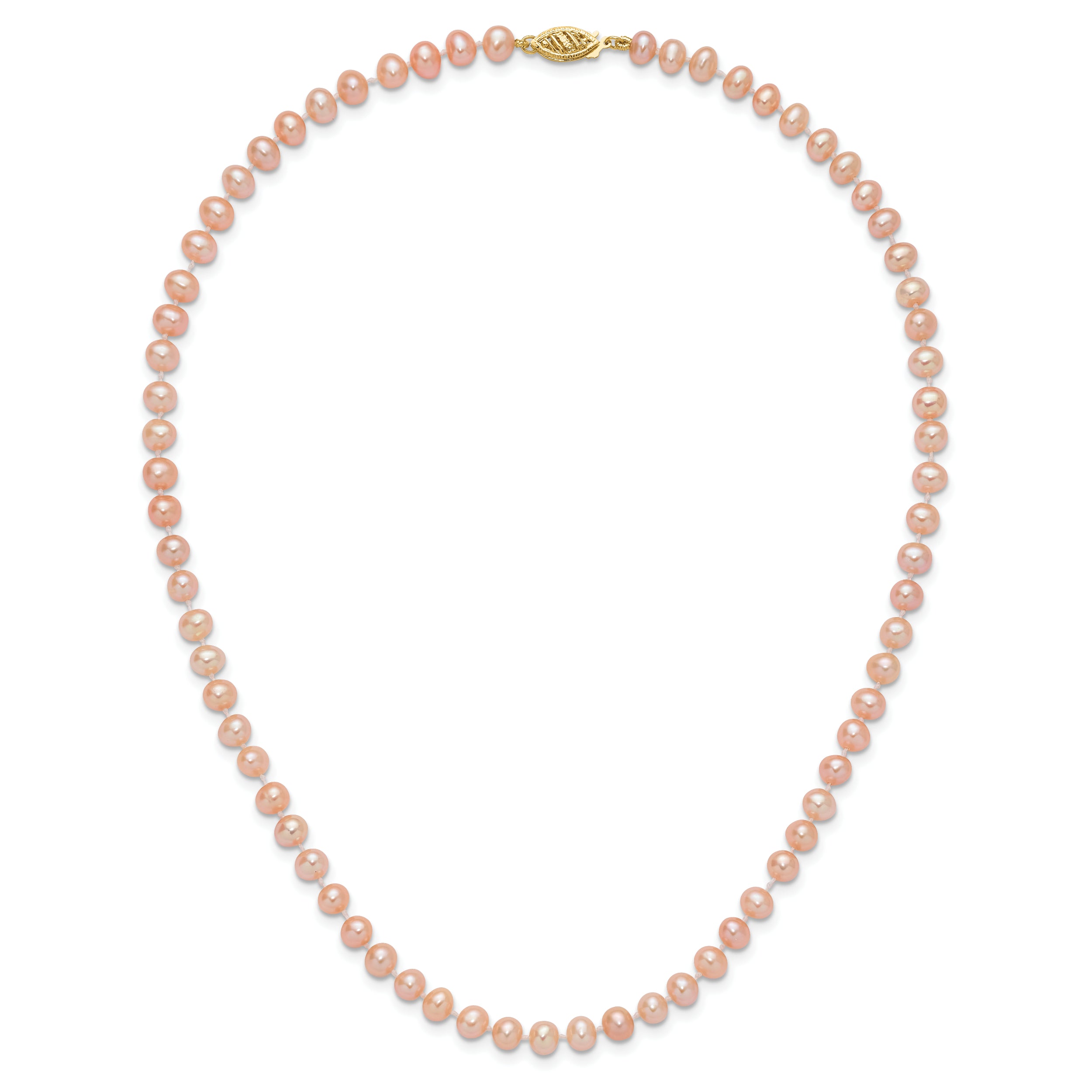 14k 5-6mm Pink Near-Round Freshwater Cultured Pearl 7.5 inch Bracelet