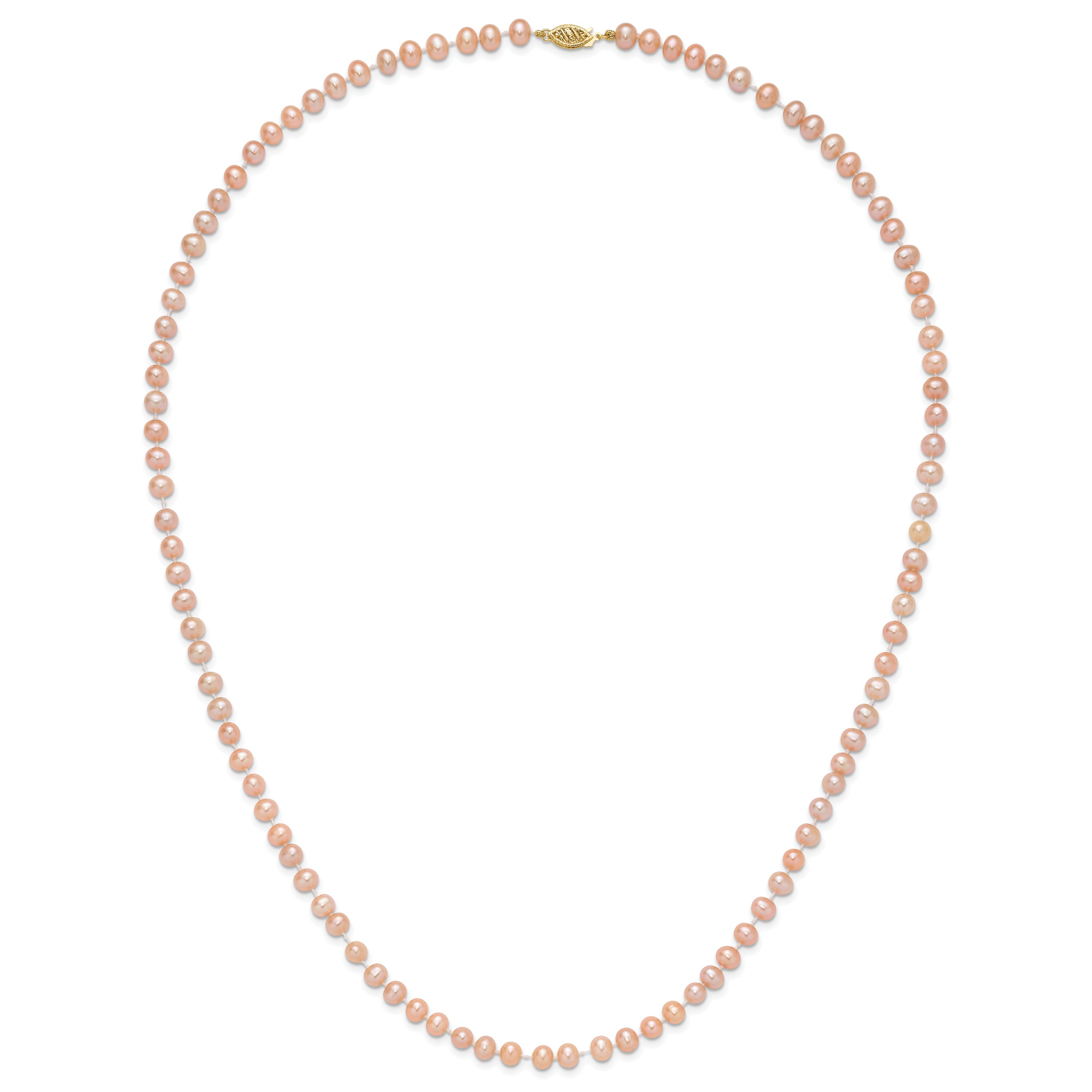 14k 5-6mm Pink Near-Round Freshwater Cultured Pearl 7.5 inch Bracelet