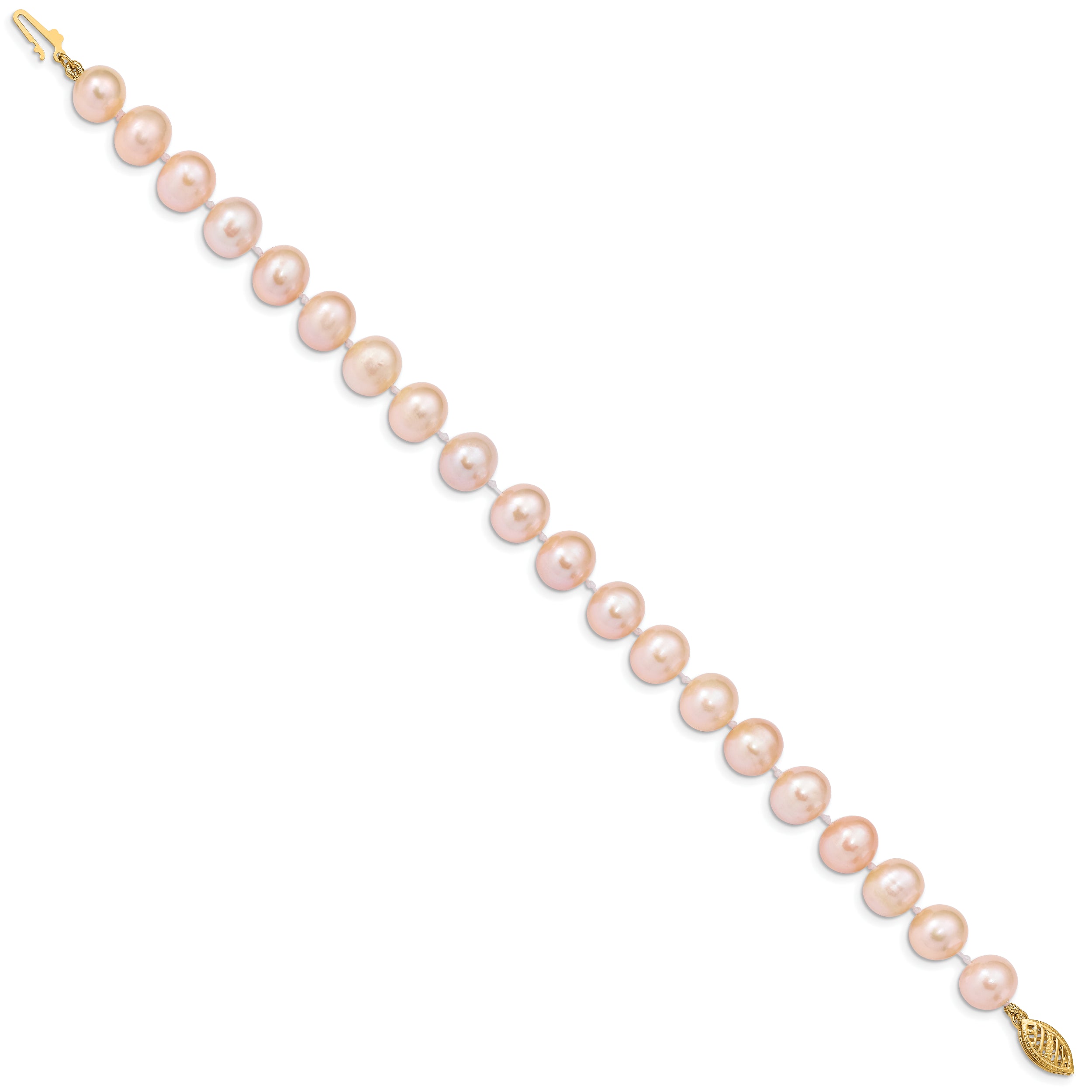 14k 8-9mm Pink Near-Round Freshwater Cultured Pearl 7.5 inch Bracelet