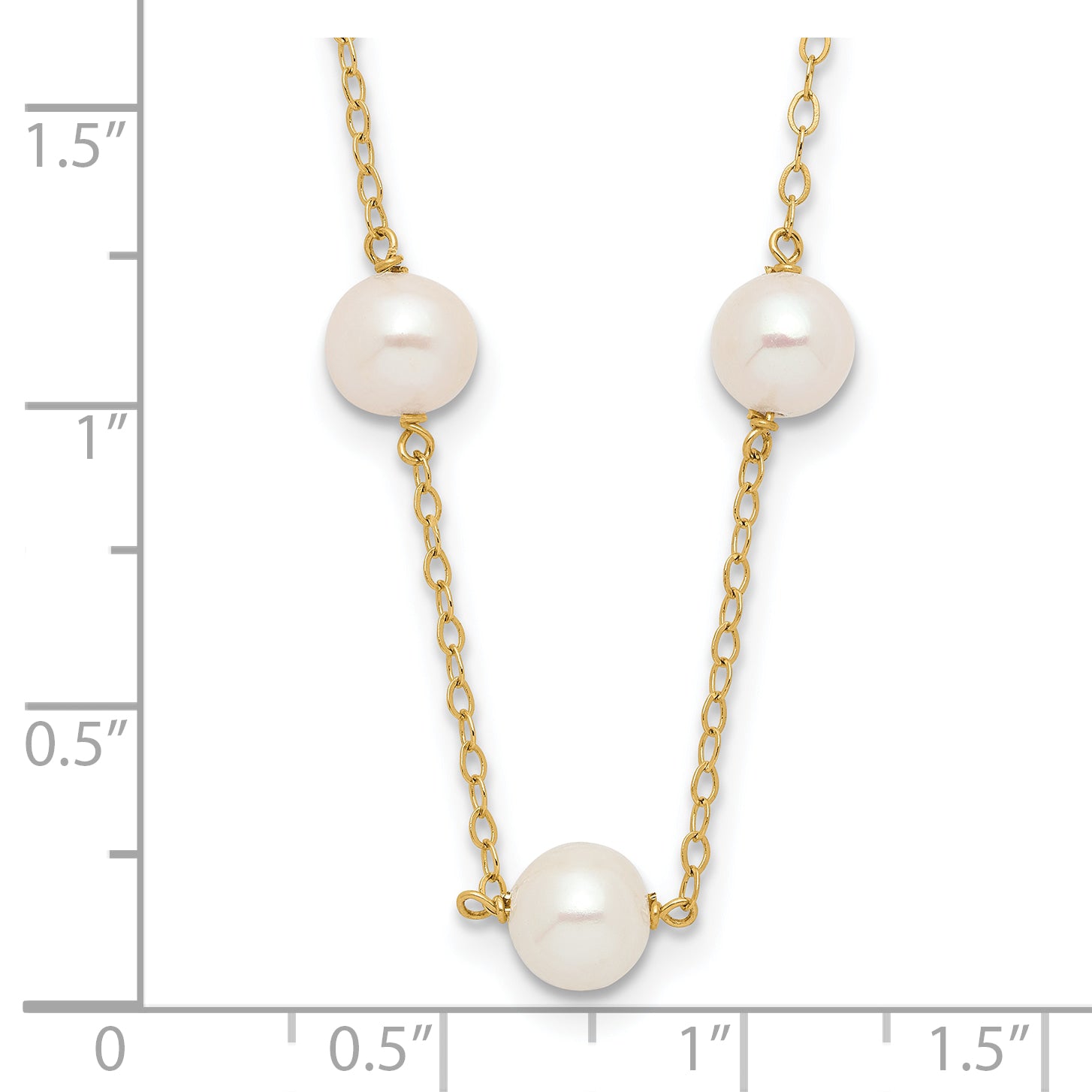 14k 5.5-6.5mm White Near-Round Freshwater Cultured Pearl 12-Station 16 inch Necklace