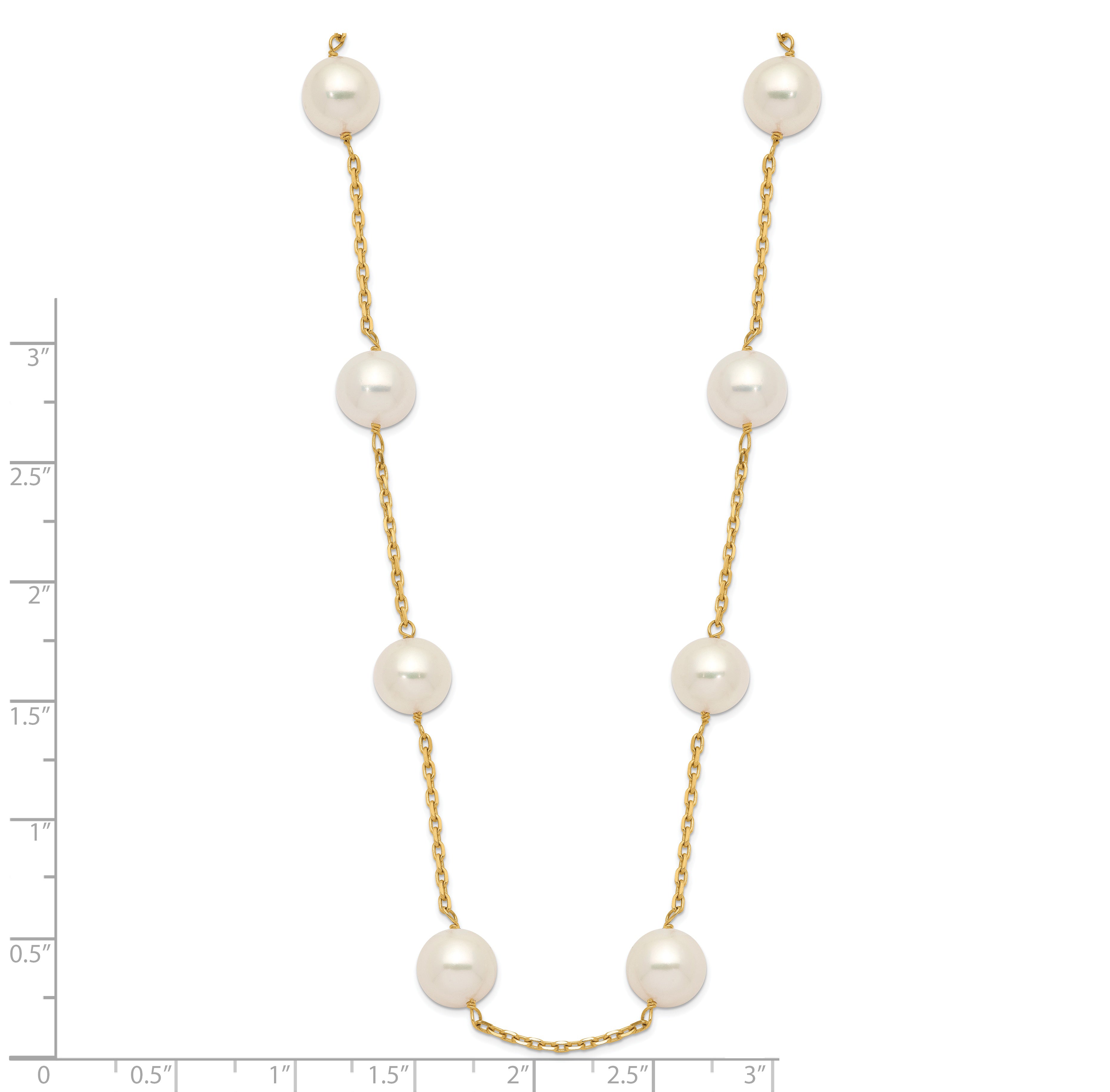 14k 8-9mm White Near-Round Freshwater Cultured Pearl 14-Station 18 inch Necklace