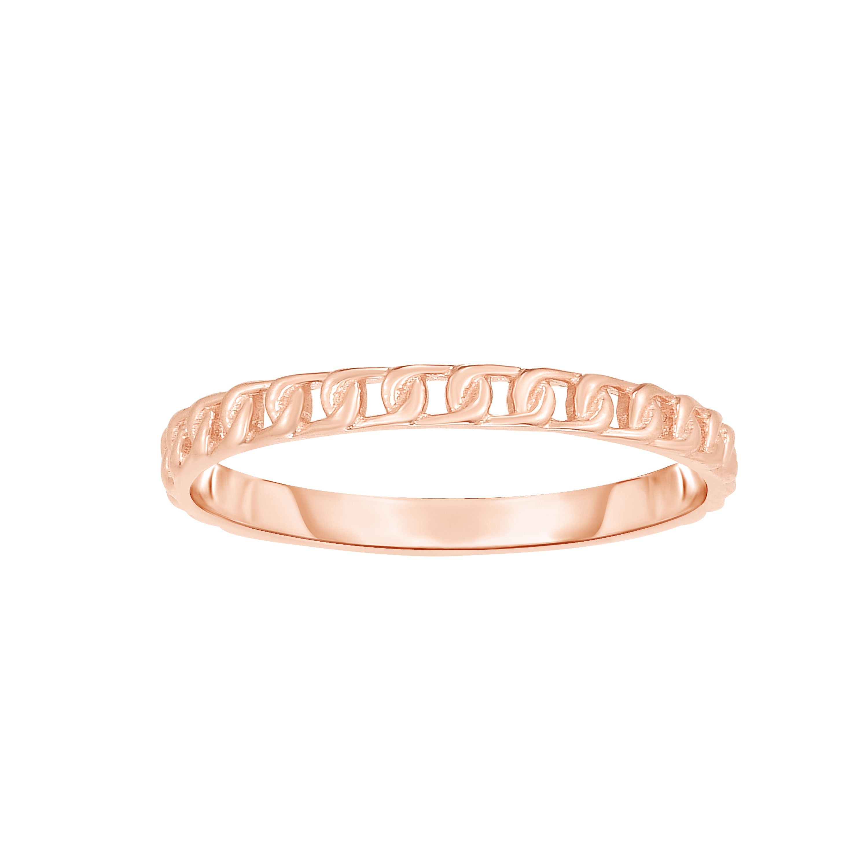 14K Rose Gold Mini Curb Stackable Ring