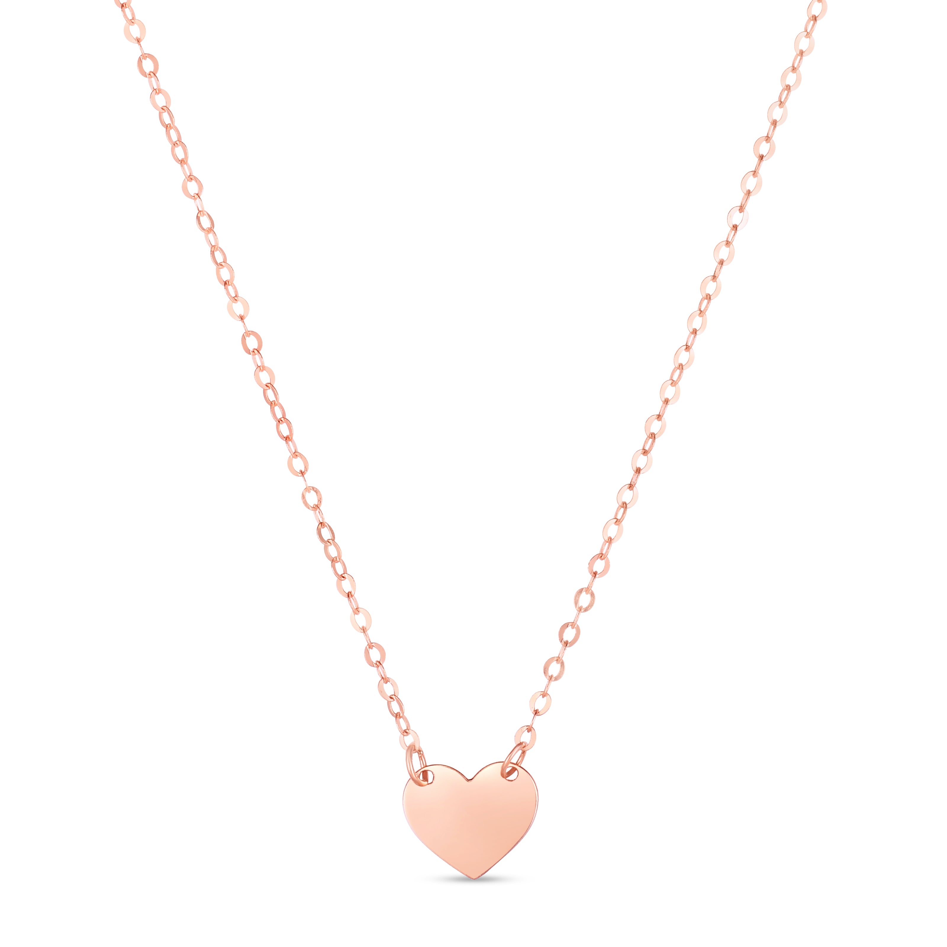 14K Rose Gold Mini Heart Pendant on 18" Chain with Spring Ring Clasp.
