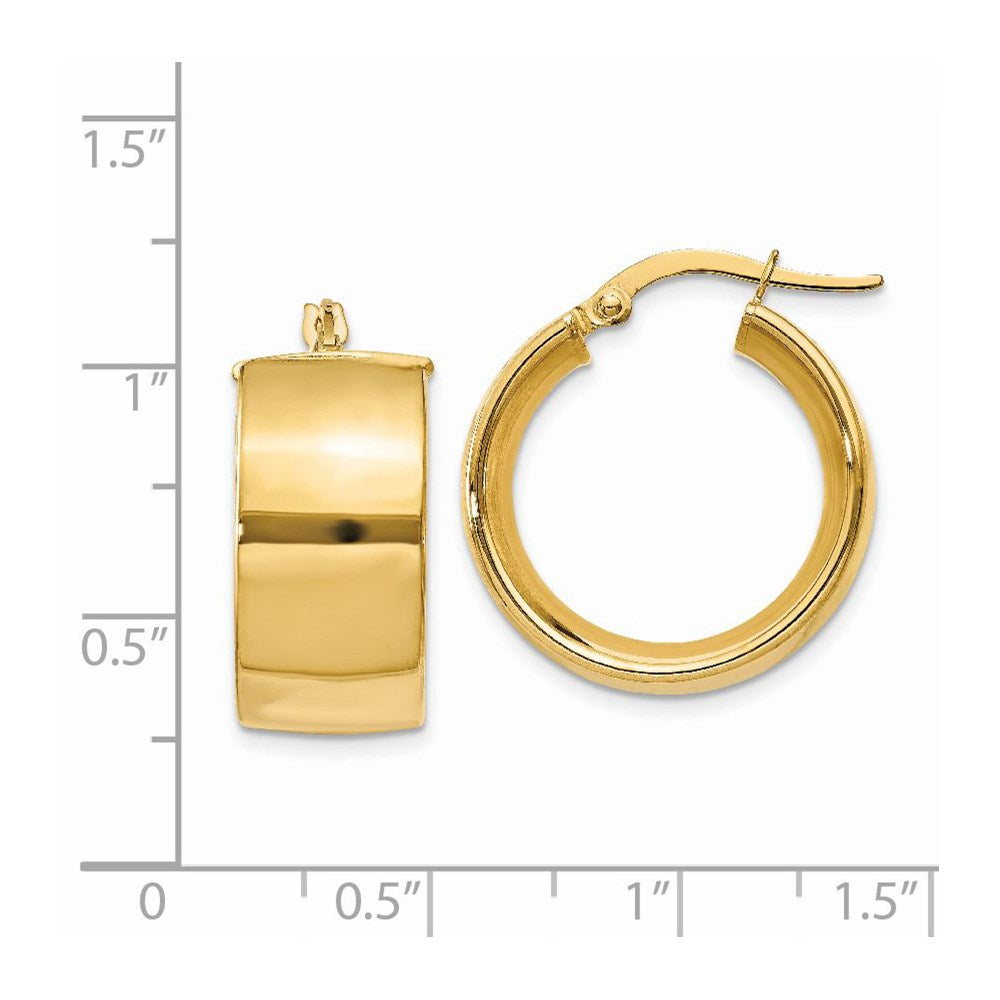 14k 9.75mm Polished Round Hoop Earrings