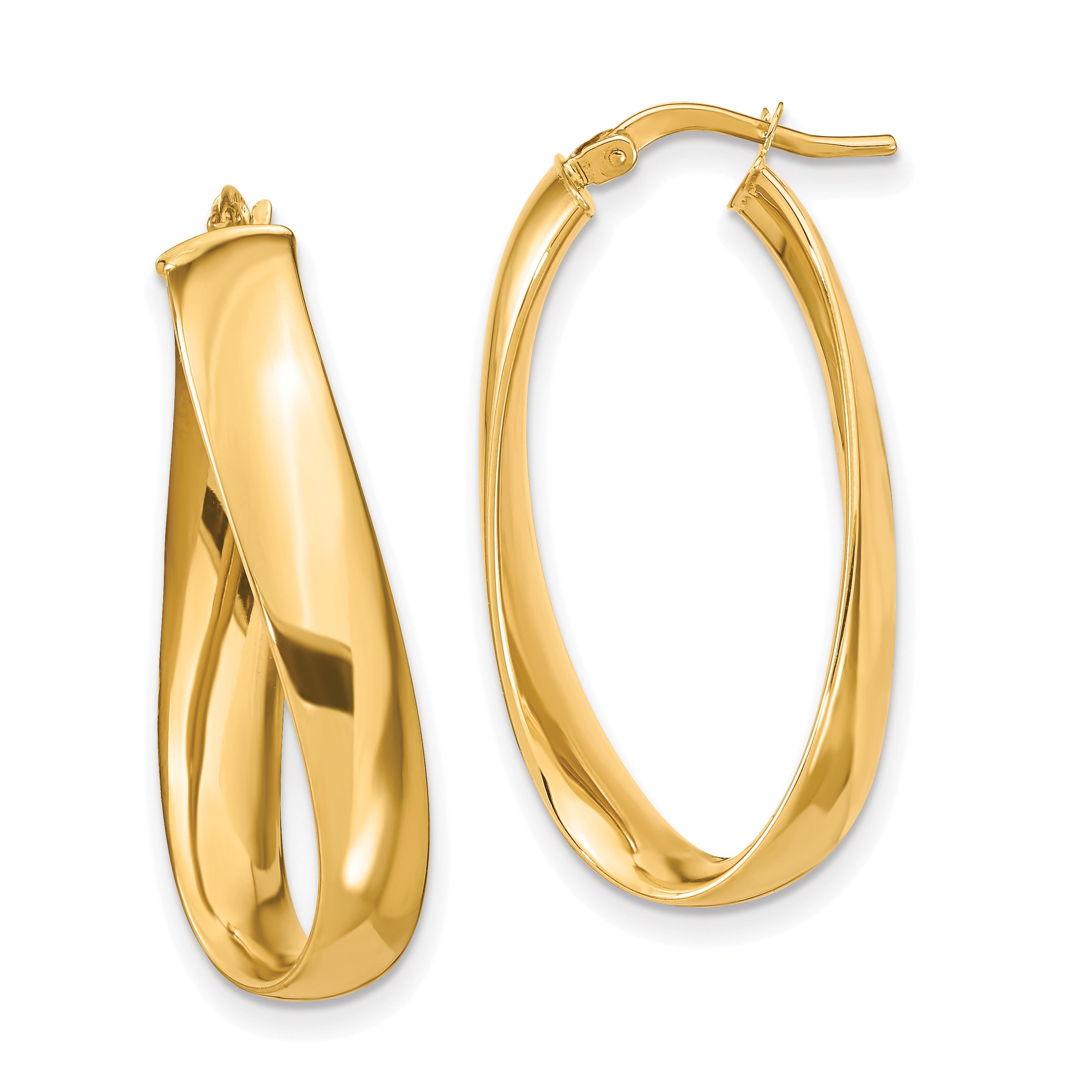 14k Twisted 6mm Oval Hoop Earrings