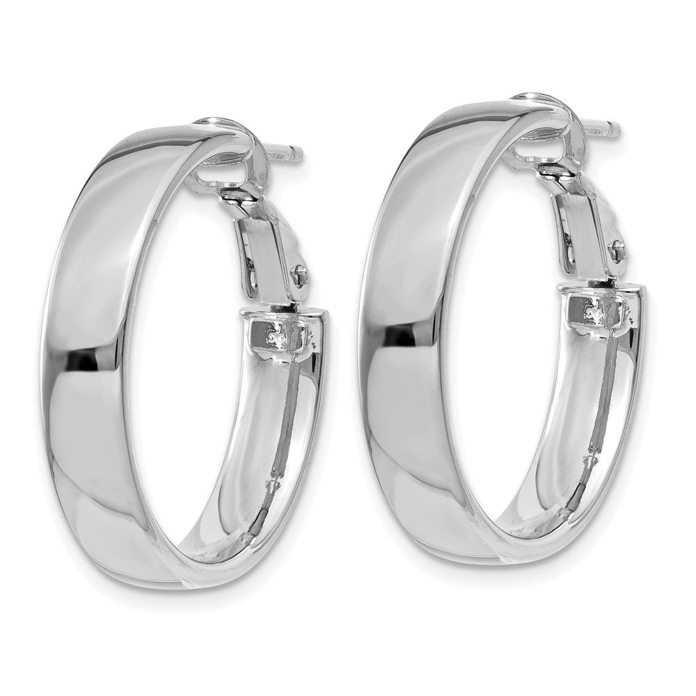 14k 5mm White Gold Omega Back Hoop Earrings