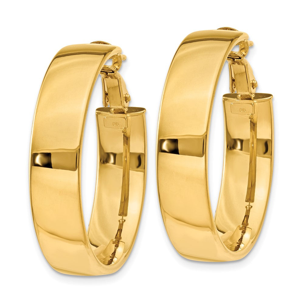 14k 6.75mm Large Omega Back Hoop Earrings