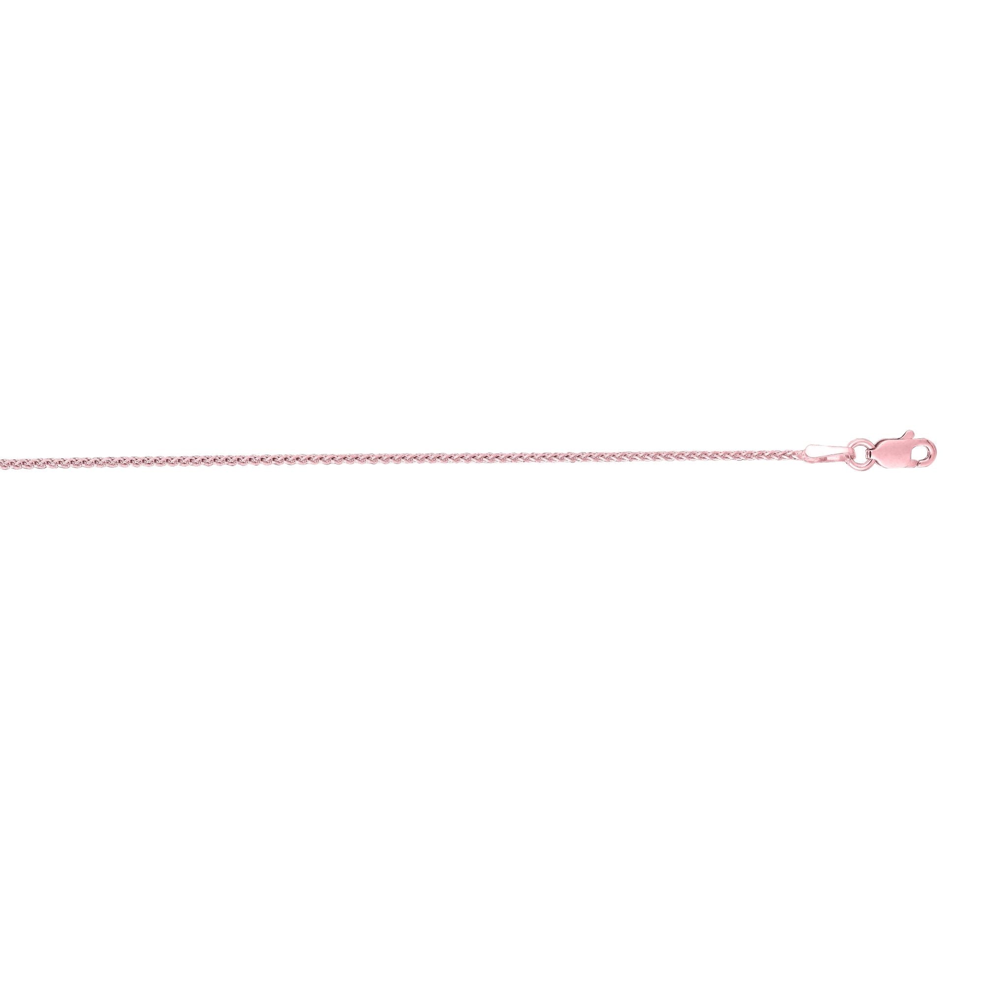 14K Rose Gold 1mm Round Wheat 18" Chain with Lobster Lock