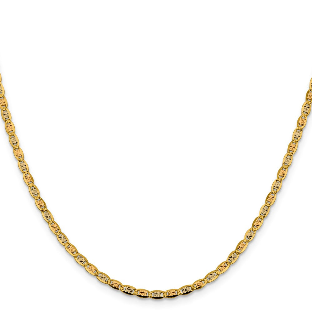 14K 24 inch 2.75mm Tri-color PavÇ Valentino with Lobster Clasp Chain