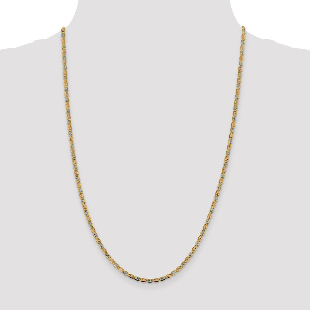14K 20 inch 2.75mm Tri-color PavÇ Valentino with Lobster Clasp Chain