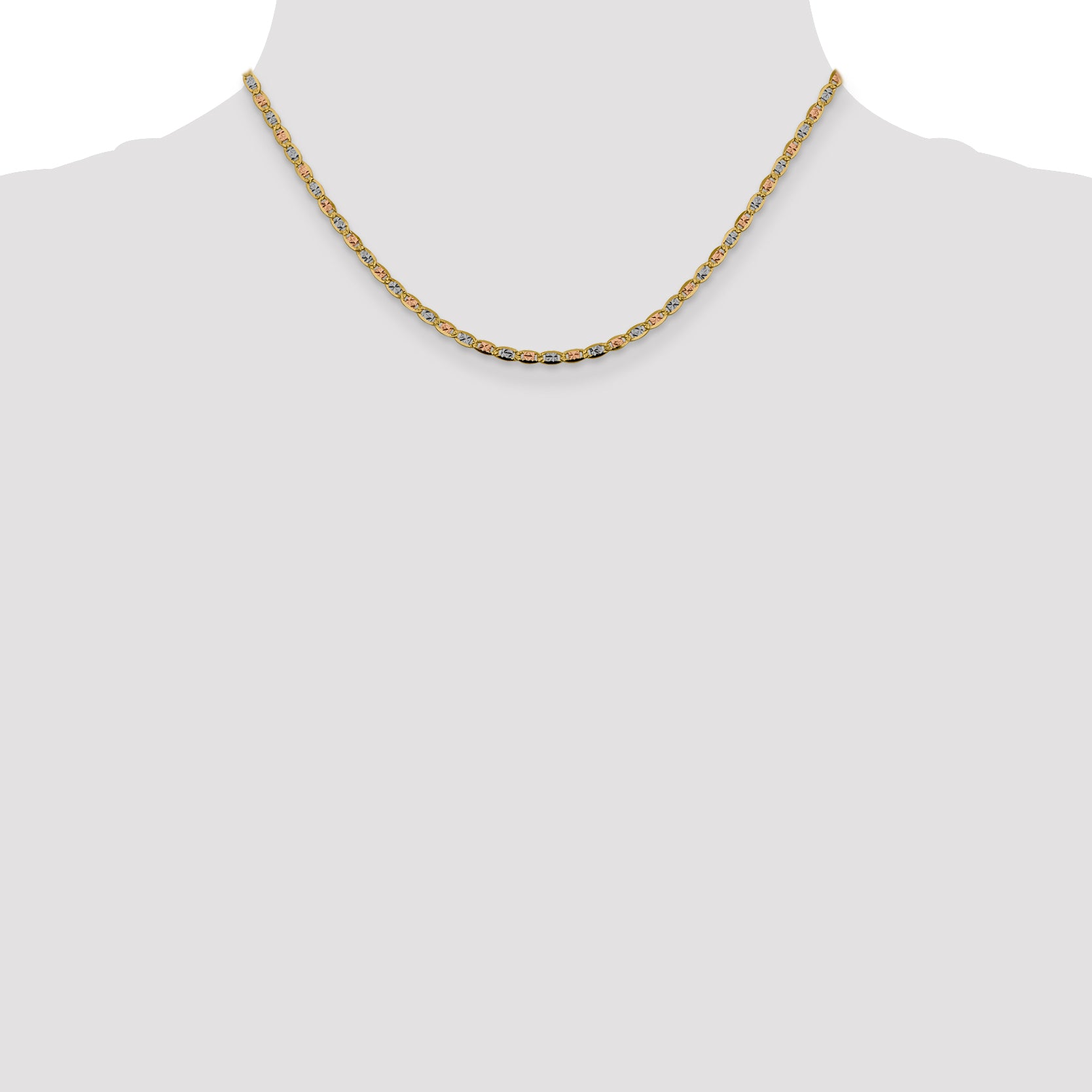 14K 8 inch 2.75mm Tri-color PavÇ Valentino with Lobster Clasp Bracelet