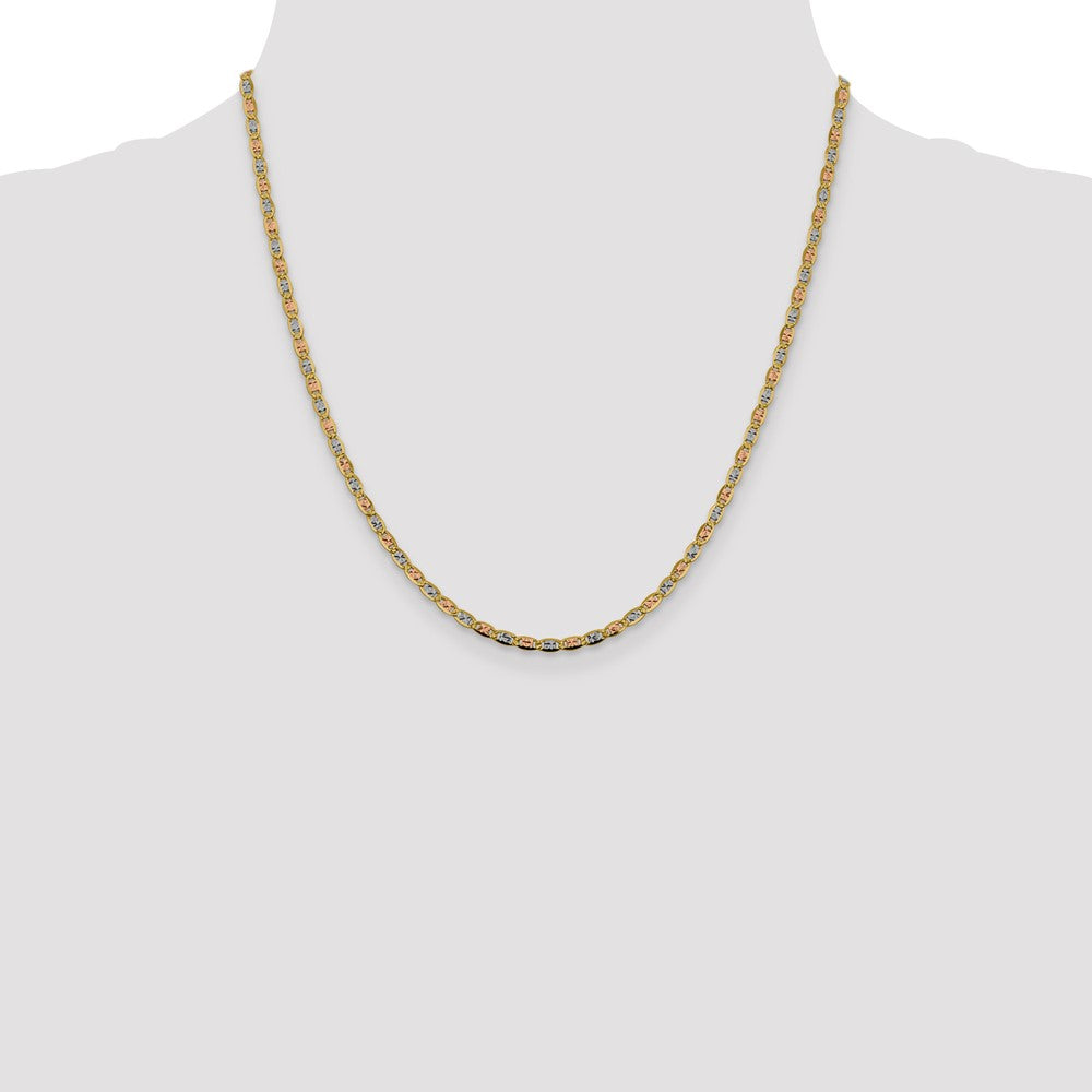 14K 20 inch 2.75mm Tri-color PavÇ Valentino with Lobster Clasp Chain