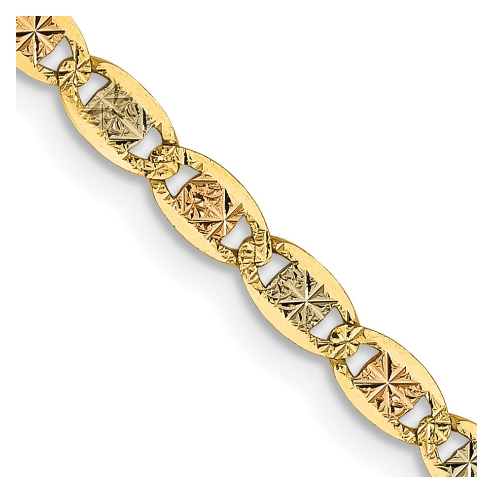 14K 20 inch 2.75mm Tri-color PavÇ Valentino with Lobster Clasp Chain