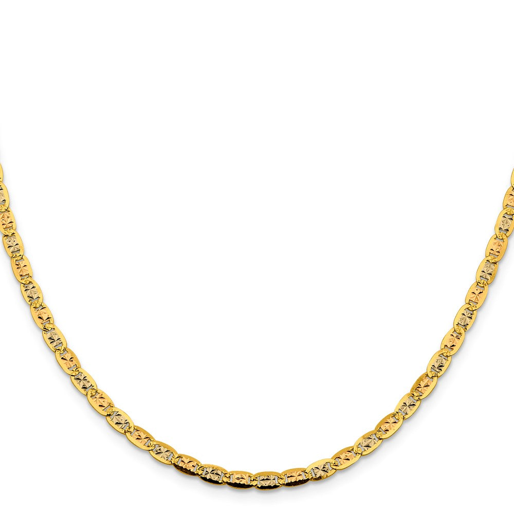 14K 18 inch 3.8mm Tri-color PavΓ Valentino with Lobster Clasp Chain