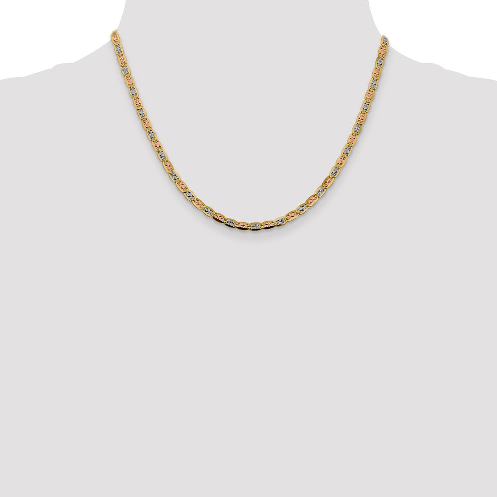14K 18 inch 3.8mm Tri-color PavÇ Valentino with Lobster Clasp Chain