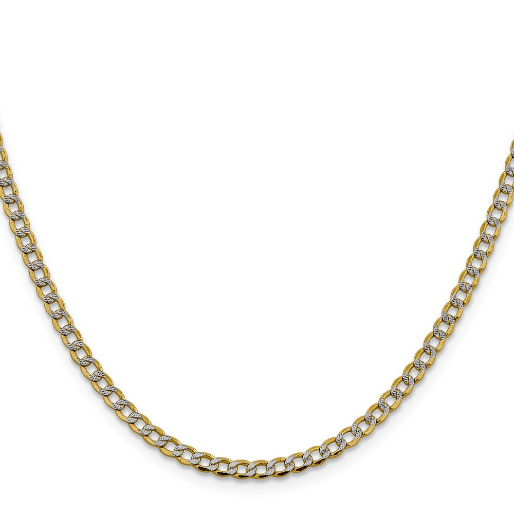 14K 20 inch 3.4mm Semi-Solid with Rhodium PavΓ Curb with Lobster Clasp Chain