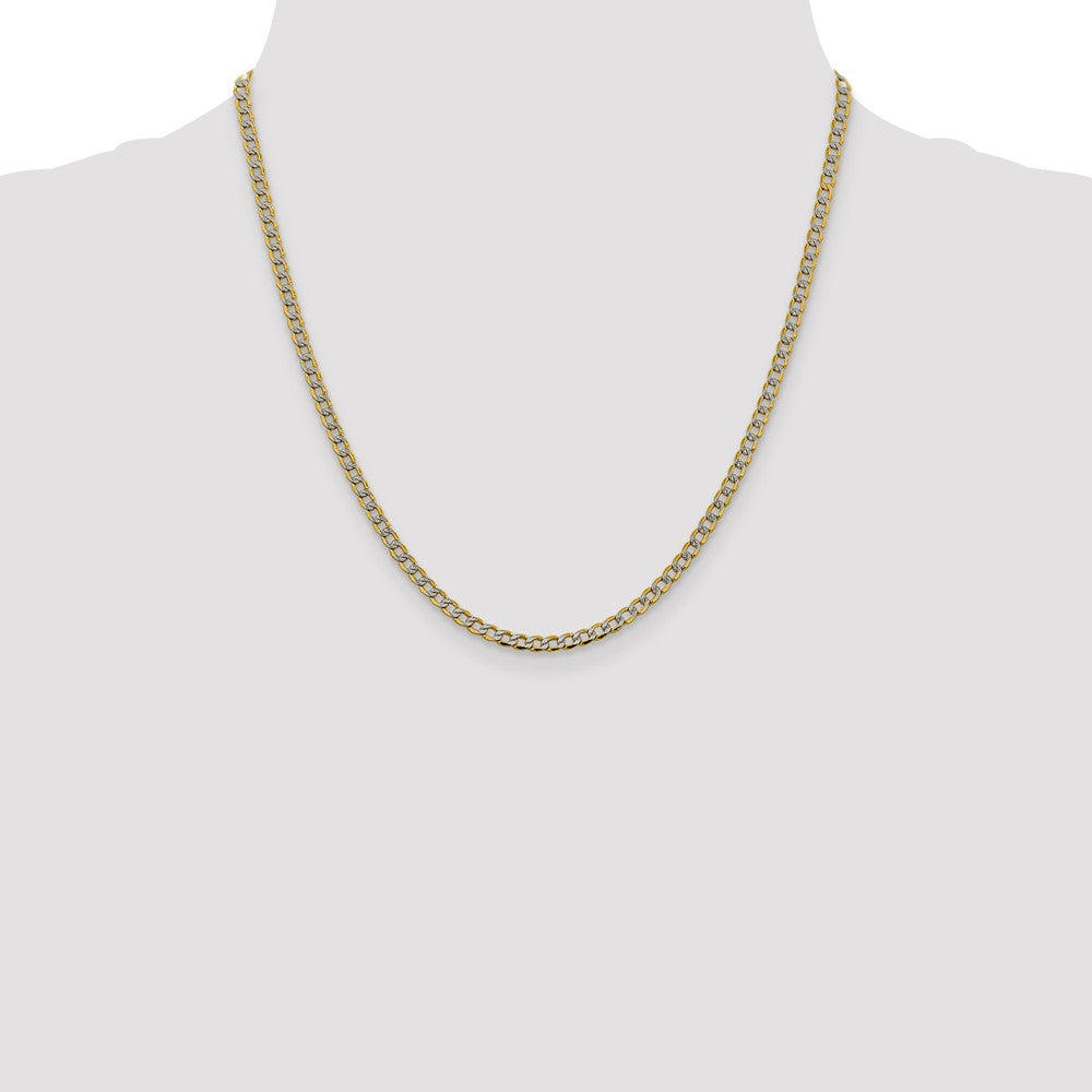 14K 20 inch 3.4mm Semi-Solid with Rhodium PavÇ Curb with Lobster Clasp Chain