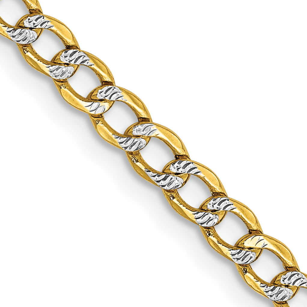 14K 18 inch 3.4mm Semi-Solid with Rhodium PavÇ Curb with Lobster Clasp Chain