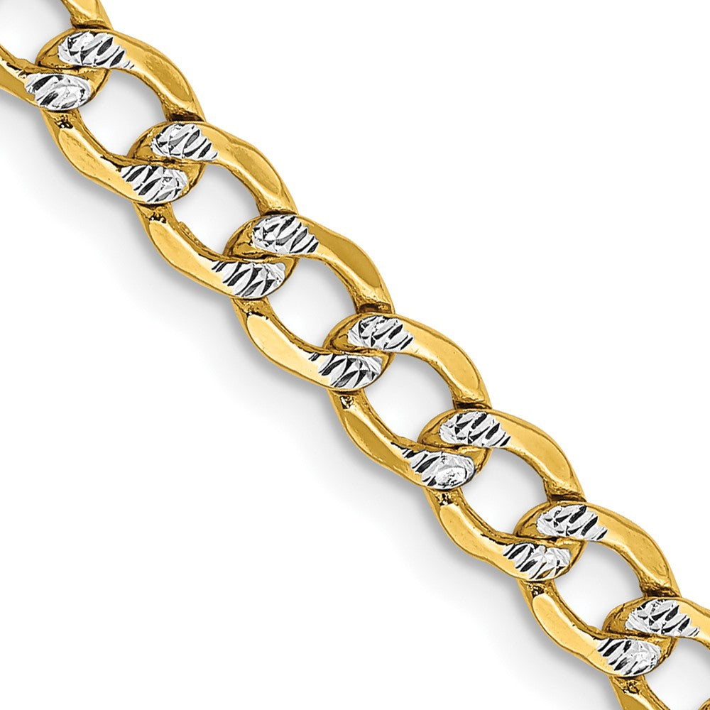 14K 16 inch 4.3mm Semi-Solid with Rhodium PavÇ Curb with Lobster Clasp Chain