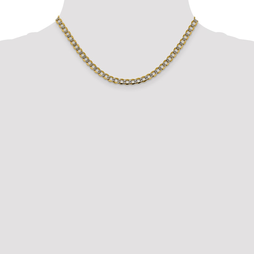 14K 16 inch 5.2mm Semi-Solid with Rhodium PavÇ Curb with Lobster Clasp Chain