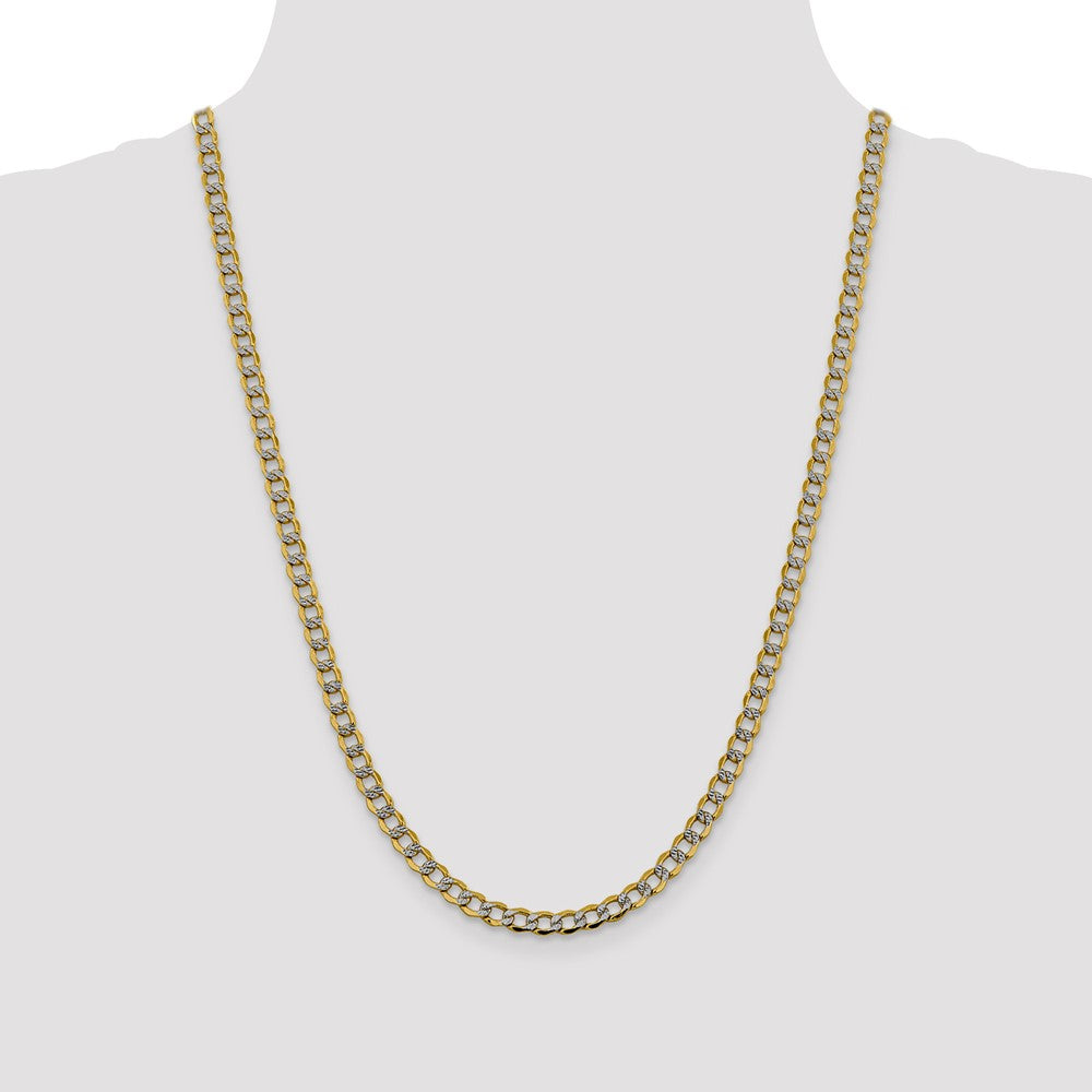 14K 24 inch 5.2mm Semi-Solid with Rhodium PavÇ Curb with Lobster Clasp Chain