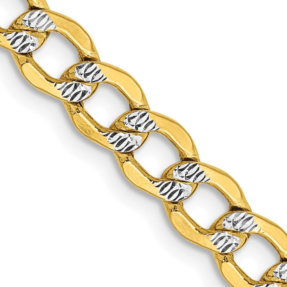 14K 16 inch 5.2mm Semi-Solid with Rhodium PavΓ Curb with Lobster Clasp Chain