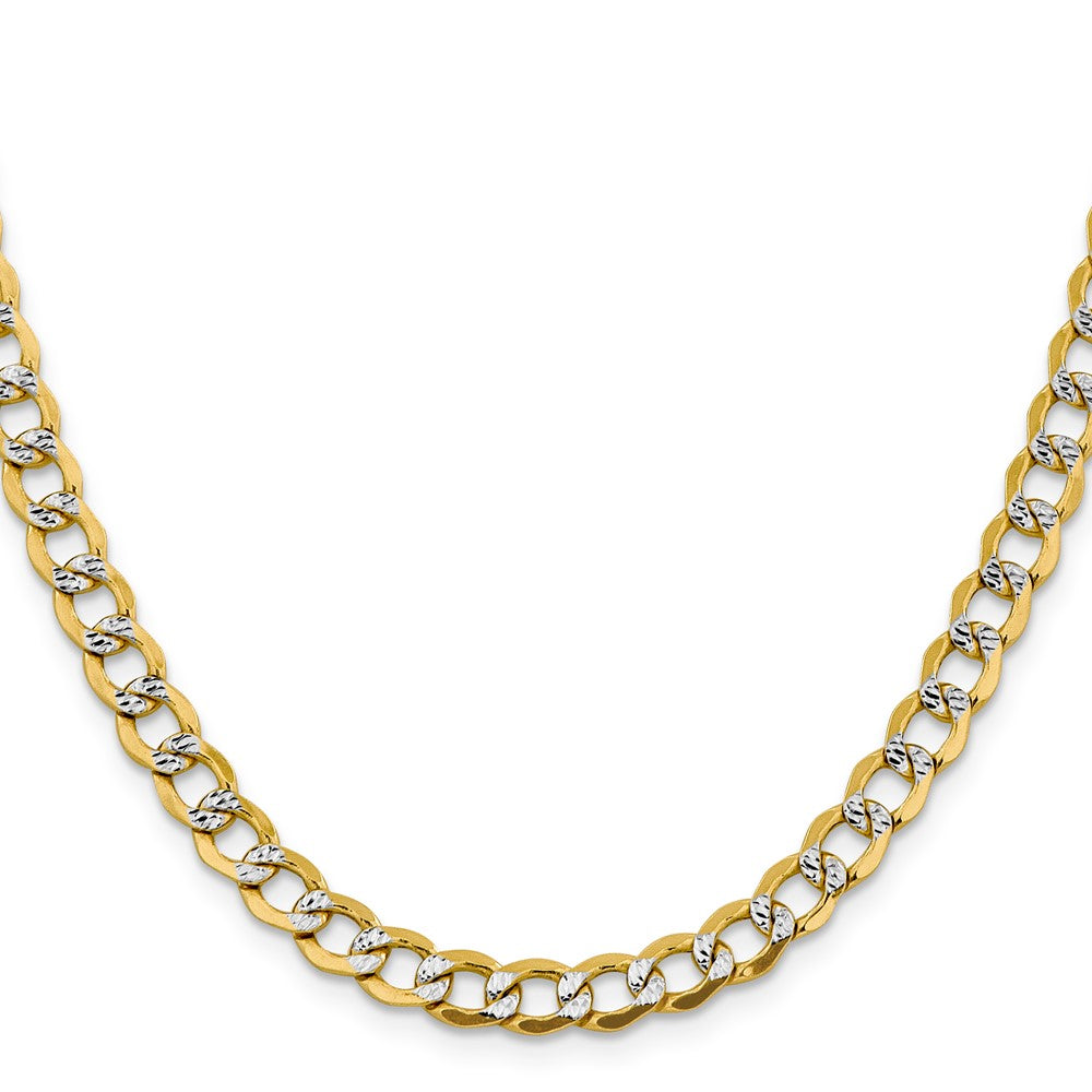 14K 16 inch 6.75mm Semi-Solid with Rhodium PavÇ Curb with Lobster Clasp Chain