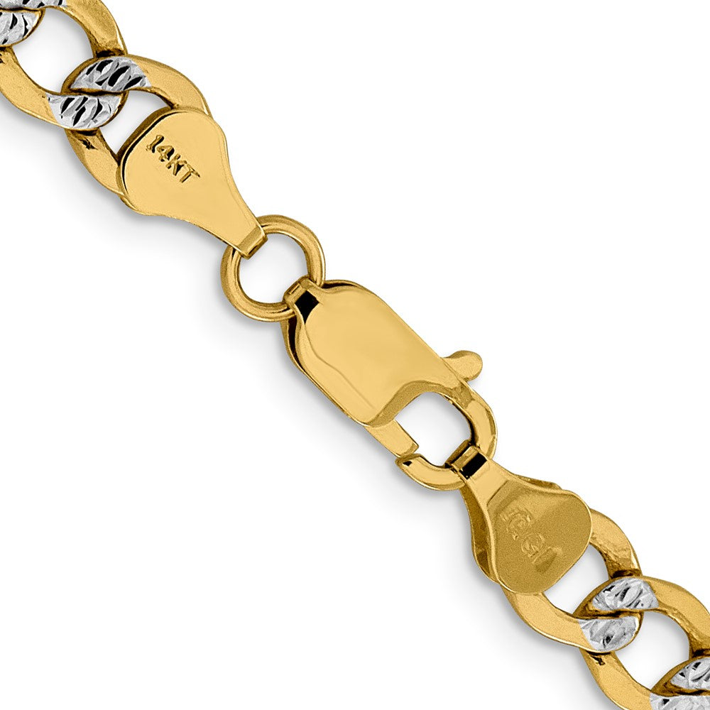 14K 18 inch 6.75mm Semi-Solid with Rhodium PavÇ Curb with Lobster Clasp Chain