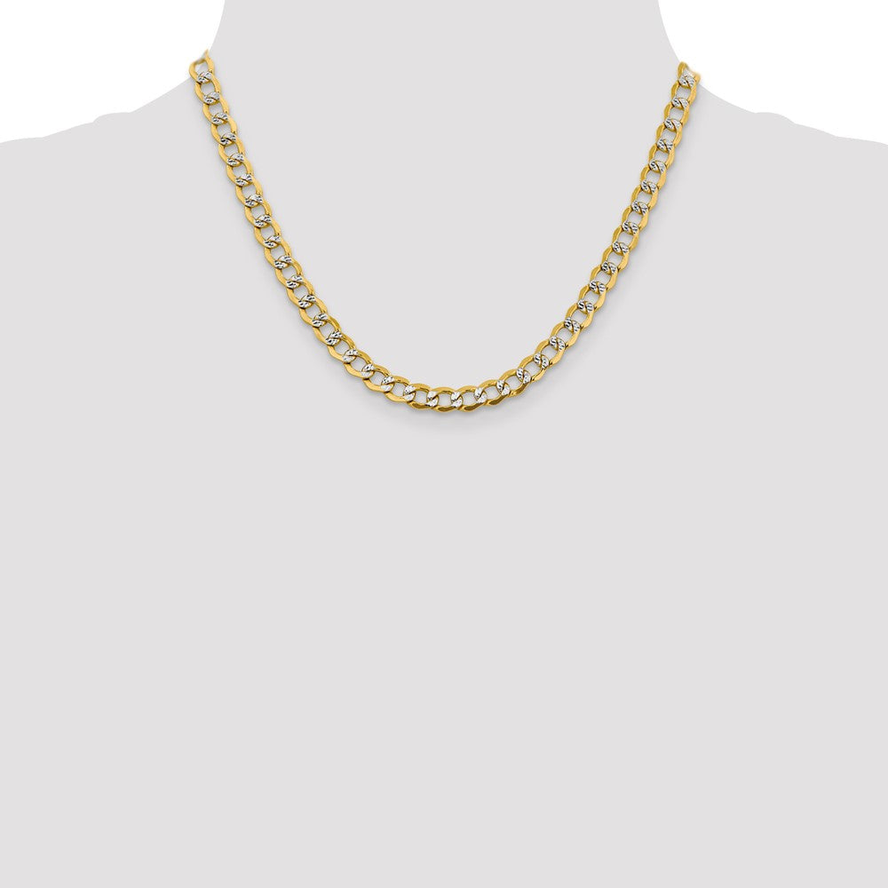14K 18 inch 6.75mm Semi-Solid with Rhodium PavÇ Curb with Lobster Clasp Chain