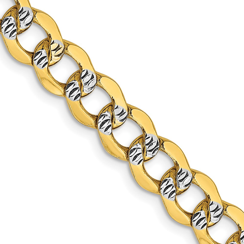 14K 16 inch 6.75mm Semi-Solid with Rhodium PavÇ Curb with Lobster Clasp Chain