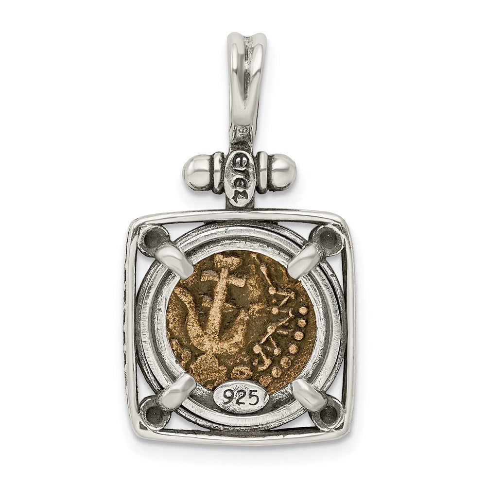 Ancient Coins Sterling Silver and Bronze Antiqued Widow's Mite Coin Pendant with a Certificate of Authenticity