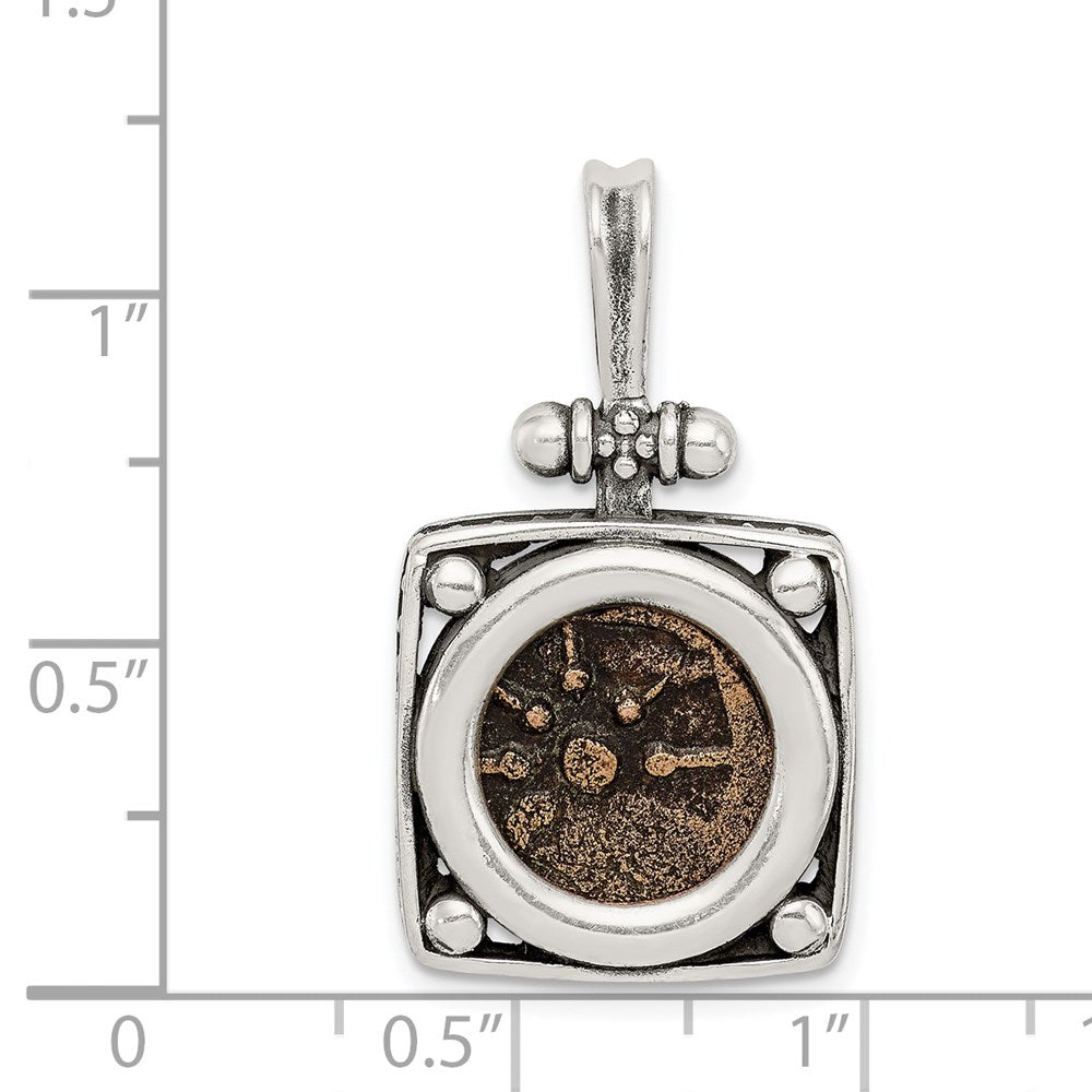 Ancient Coins Sterling Silver and Bronze Antiqued Widow's Mite Coin Pendant with a Certificate of Authenticity