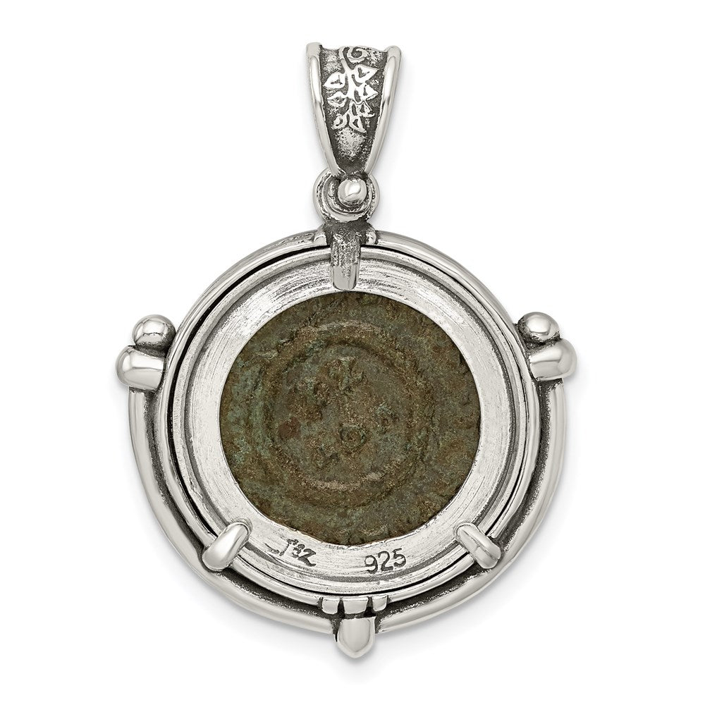 Ancient Coins Sterling Silver and Bronze Antiqued Constantine l Coin Pendant with a Certificate of Authenticity