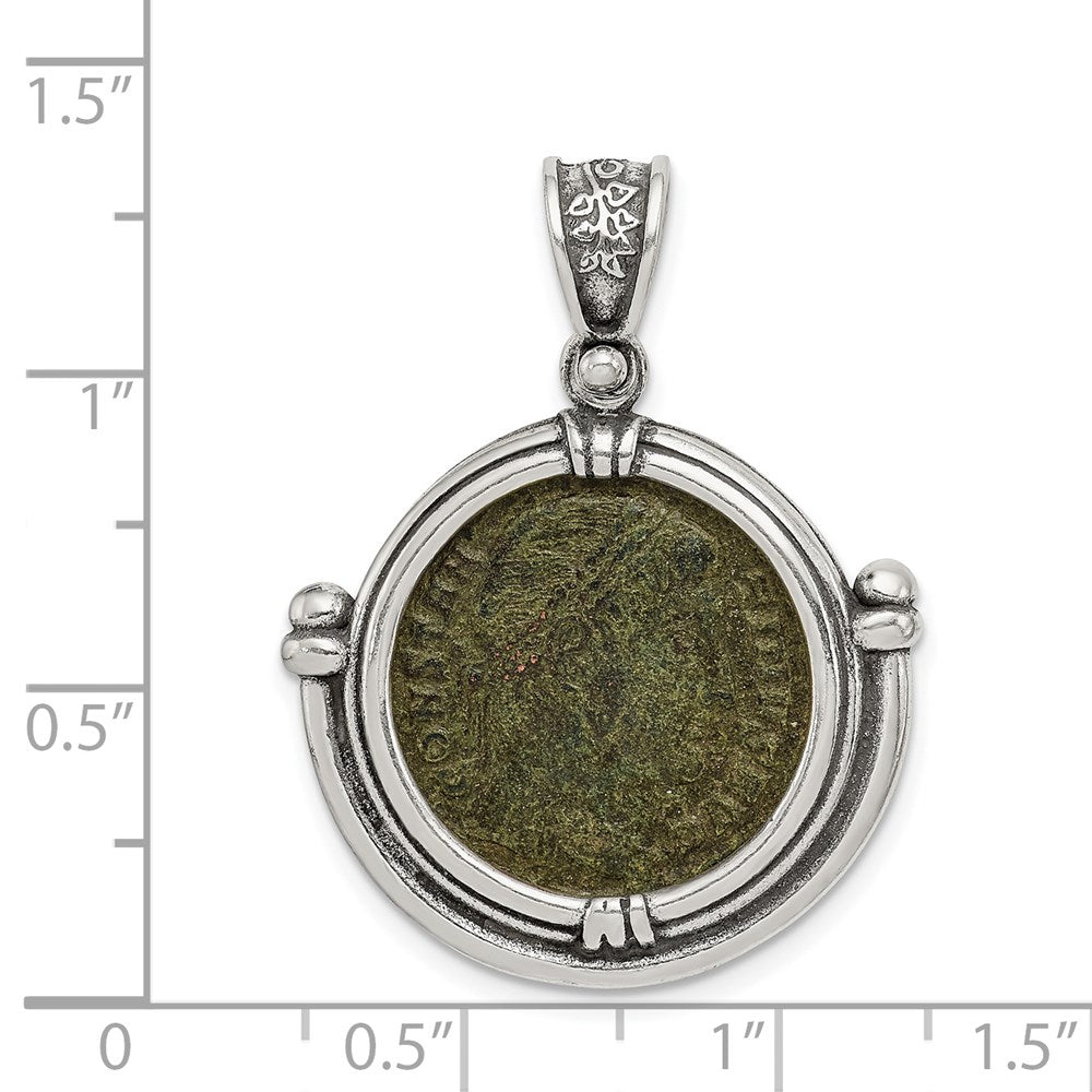 Ancient Coins Sterling Silver and Bronze Antiqued Constantine l Coin Pendant with a Certificate of Authenticity